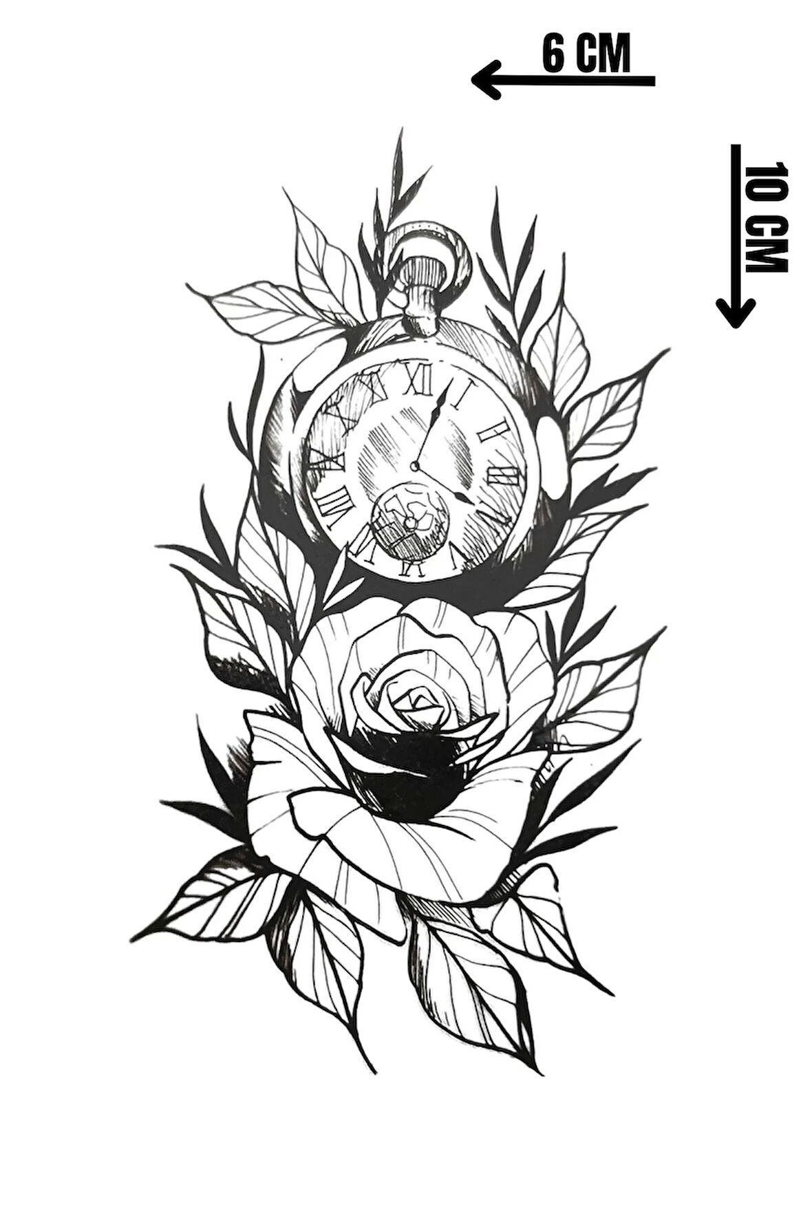 Geçici Gül Ve Saat Figürlü Mini Dövme Tattoo