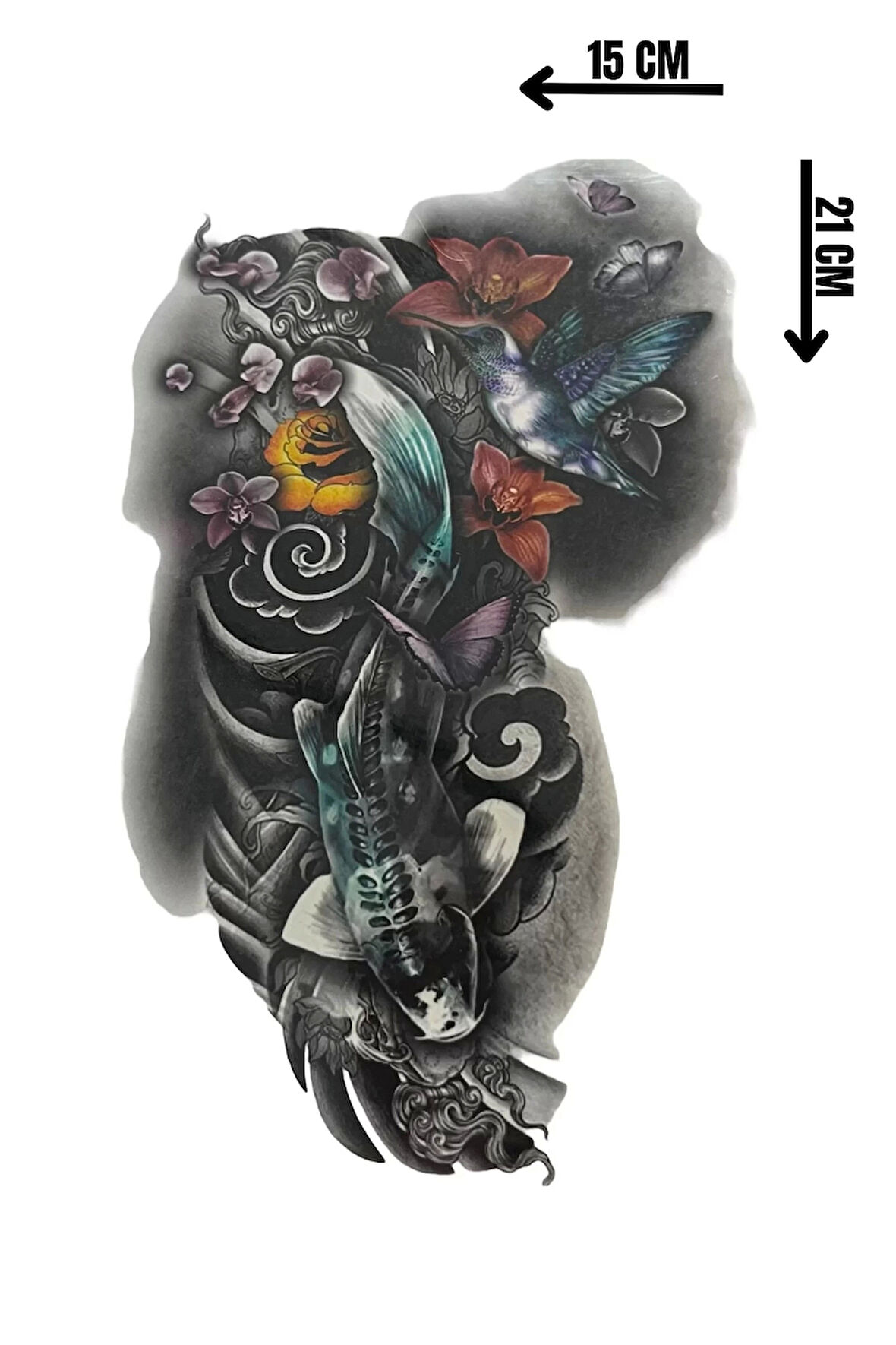 Geçici Balık Ve Kuş Figürlü Dövme Tattoo