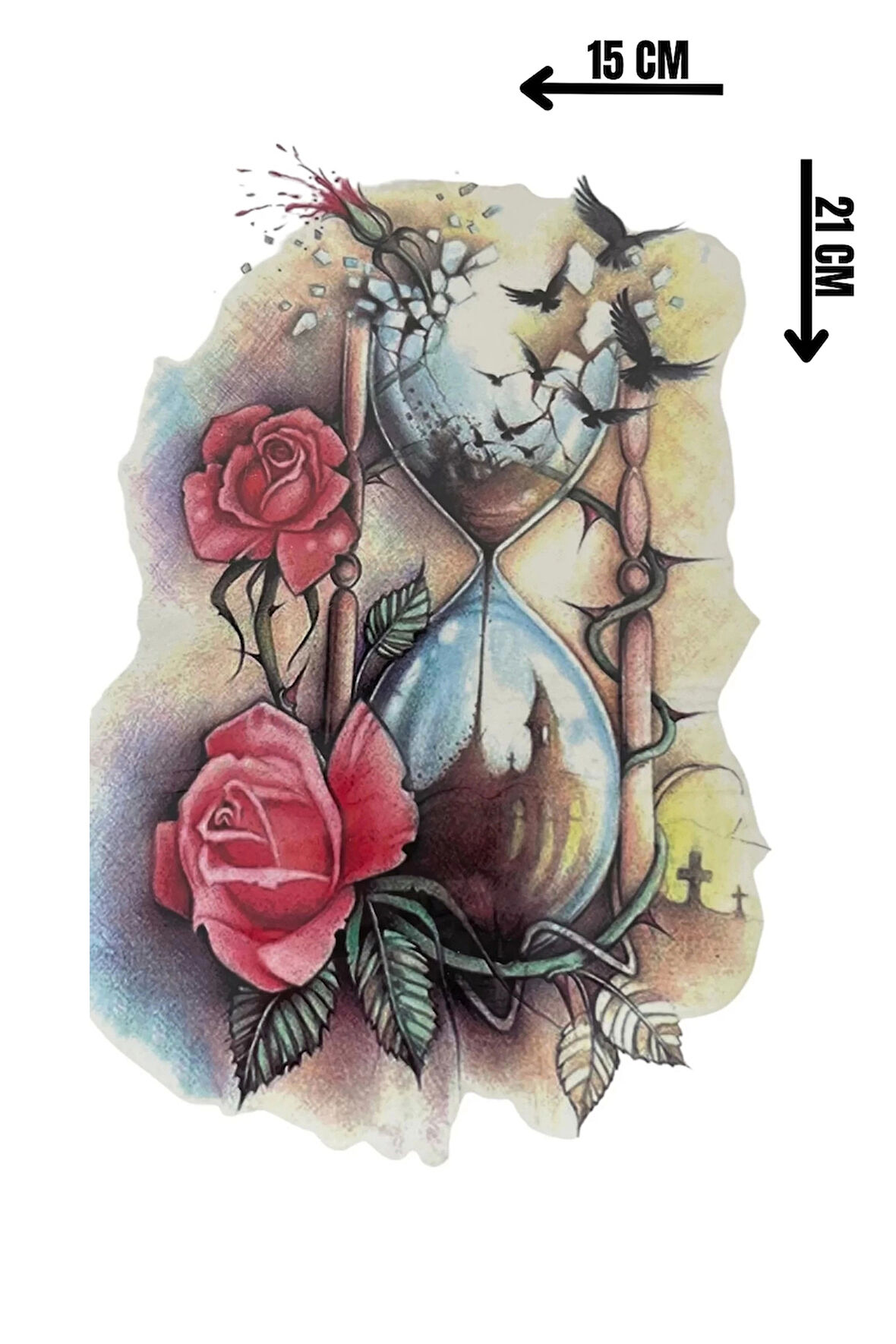 Geçici Kum Saati Ve Çiçek Figürlü Dövme Tattoo