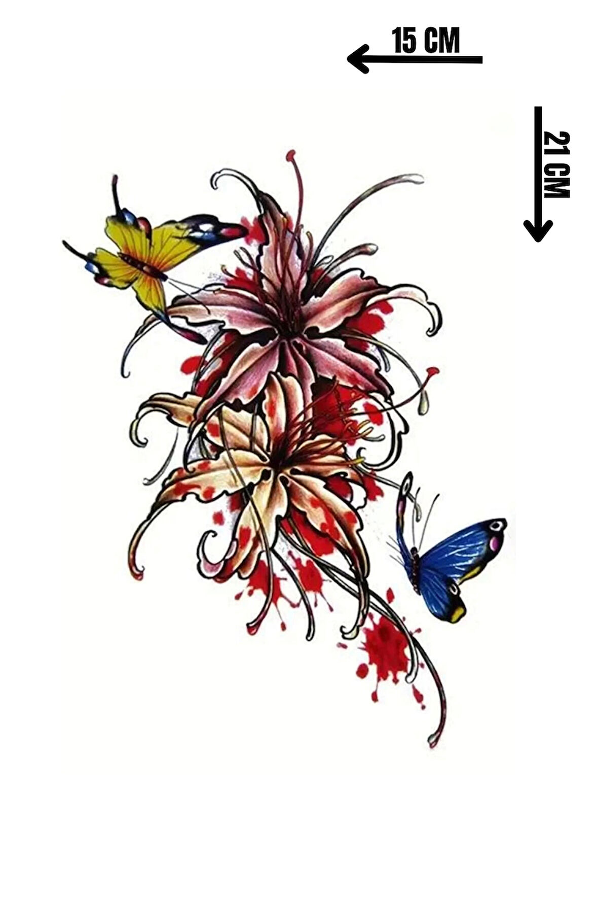 Geçici Kelebek Ve Çiçek Figürlü Dövme Tattoo