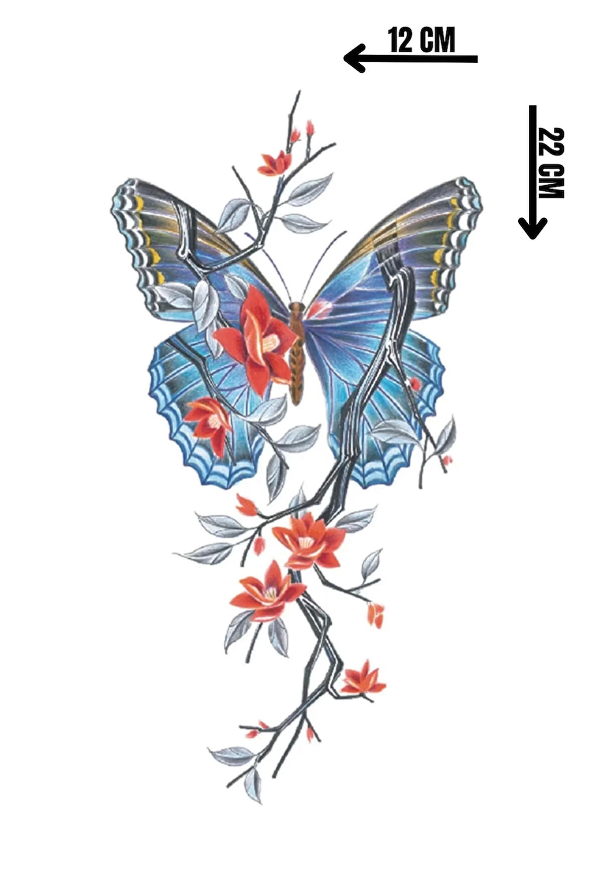Geçici Kelebek Figürlü Büyük Boy Dövme Tattoo