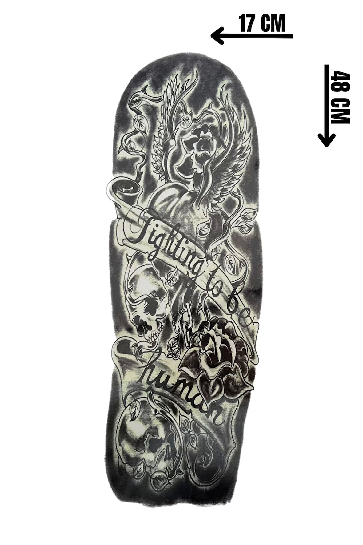Geçici Kuru Kafa Ve Çiçek Figürlü Dövme Tattoo