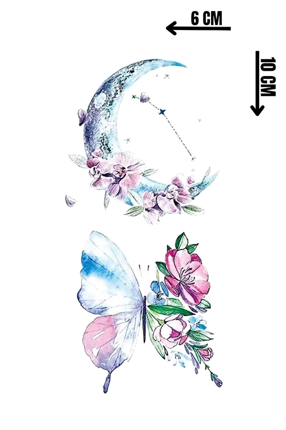 Geçici Ay Ve Kelebek Figürlü Mini Dövme Tattoo
