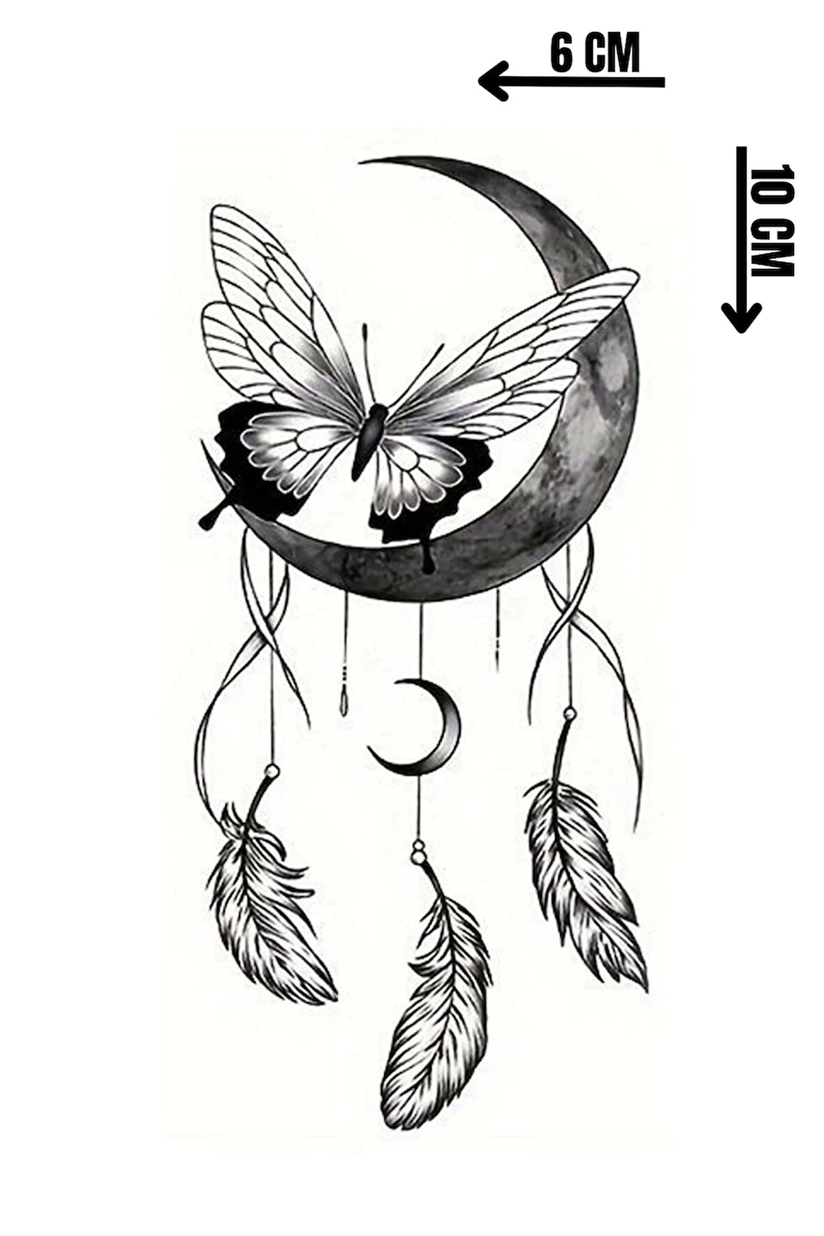 Geçici Ay Ve Kelebek Figürlü Mini Dövme Tattoo