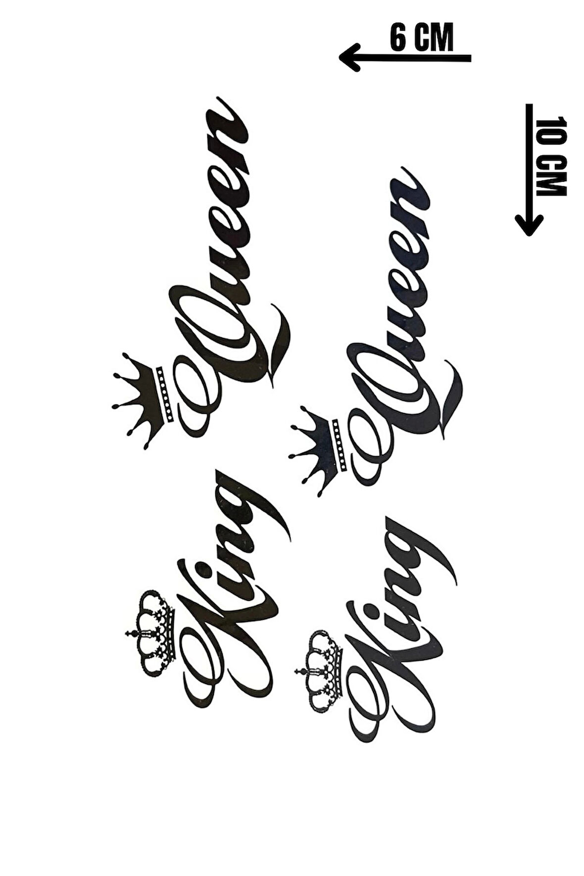 Geçici King Ve Queen Yazılı Mini Dövme Tattoo