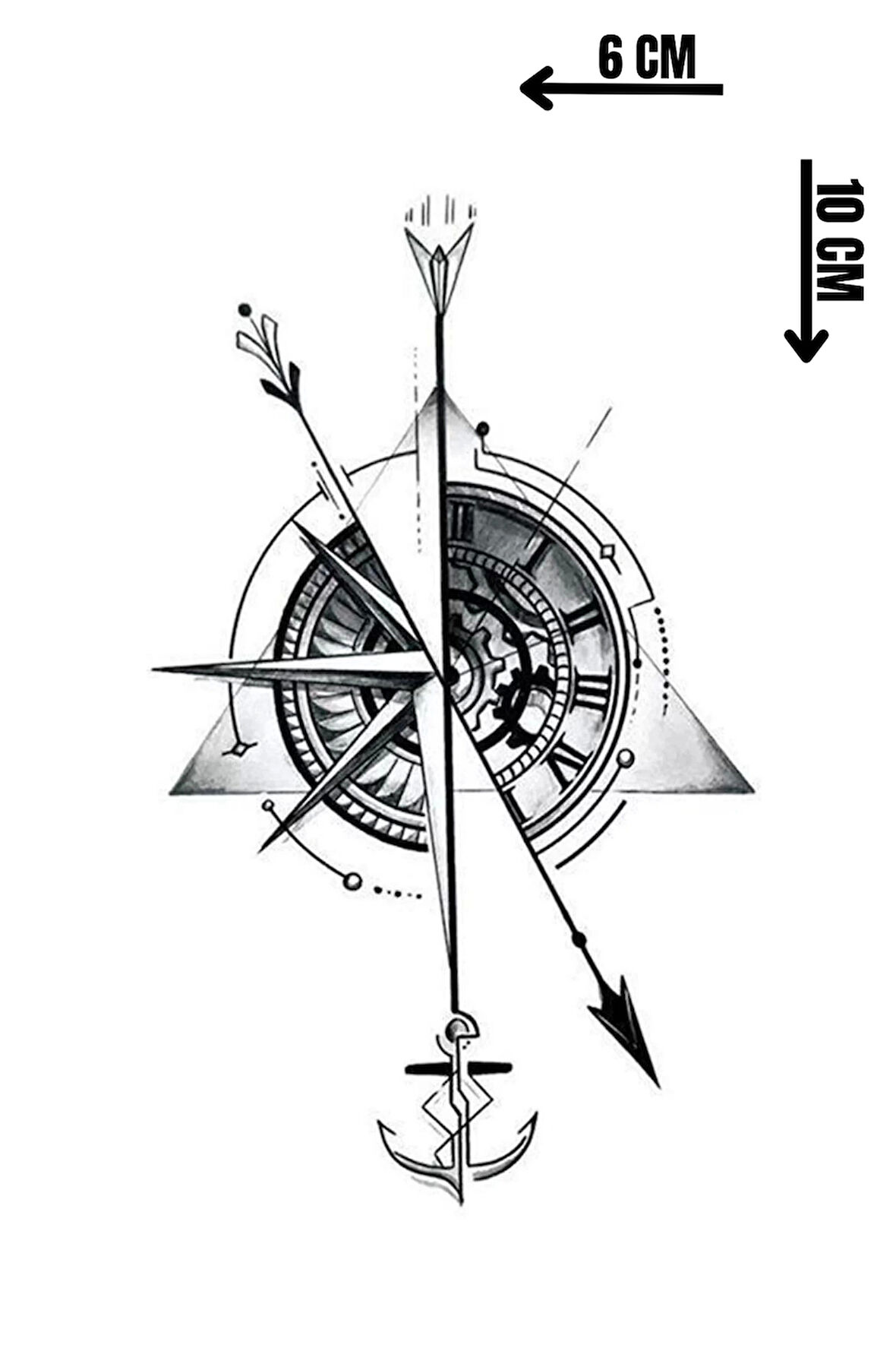 Geçici Pusula Figürlü Mini Dövme Tattoo