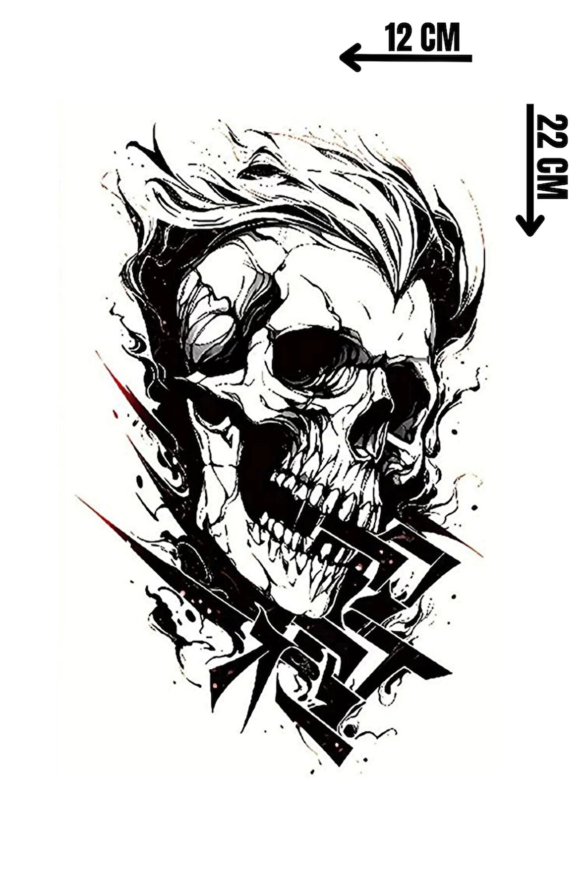 Geçici Kuru Kafa Figürlü Dövme Tattoo
