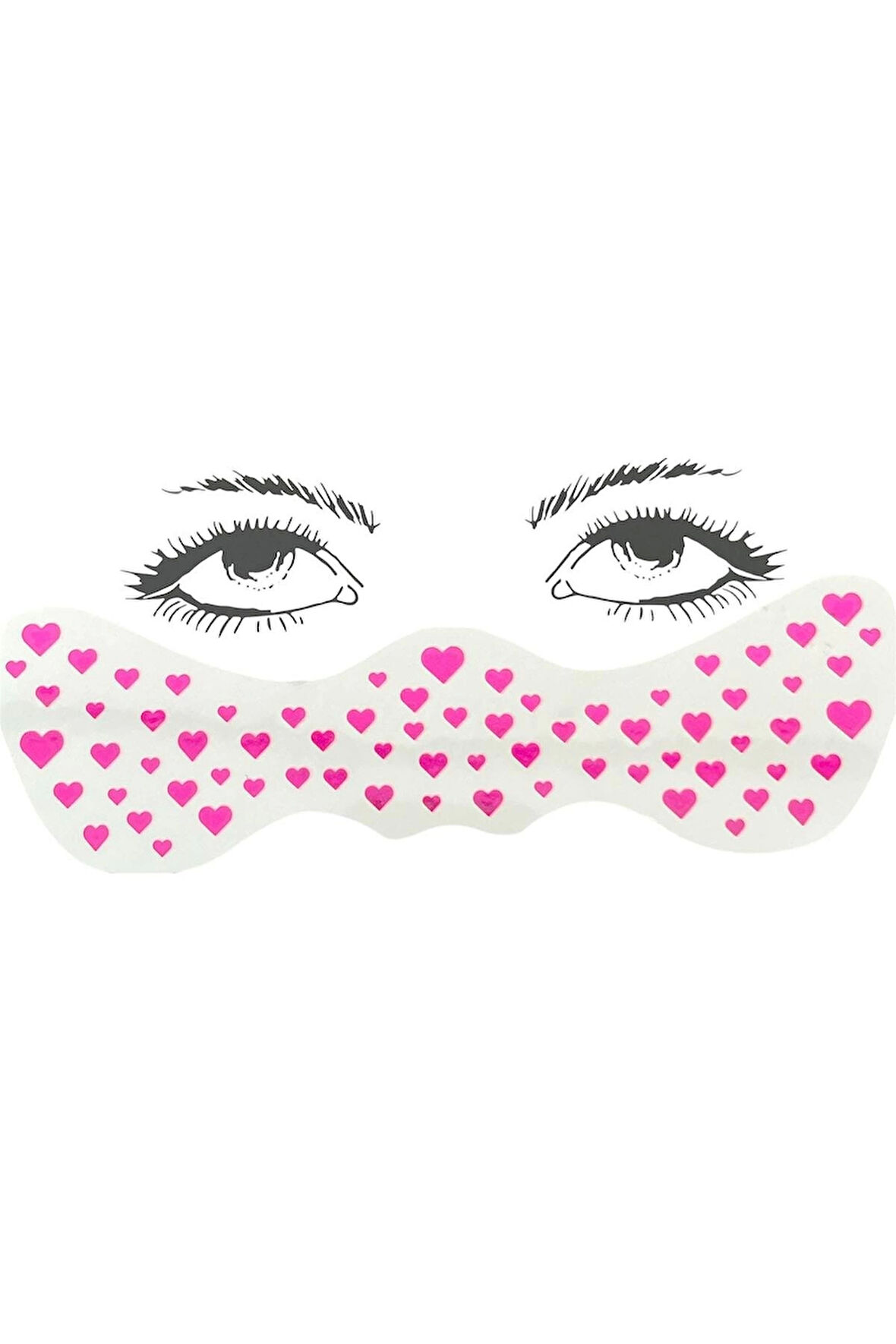 Geçici Pembe Kalp Çil Makyaj Bandı Glitter Parıltılı Simli Bant / Tattoo