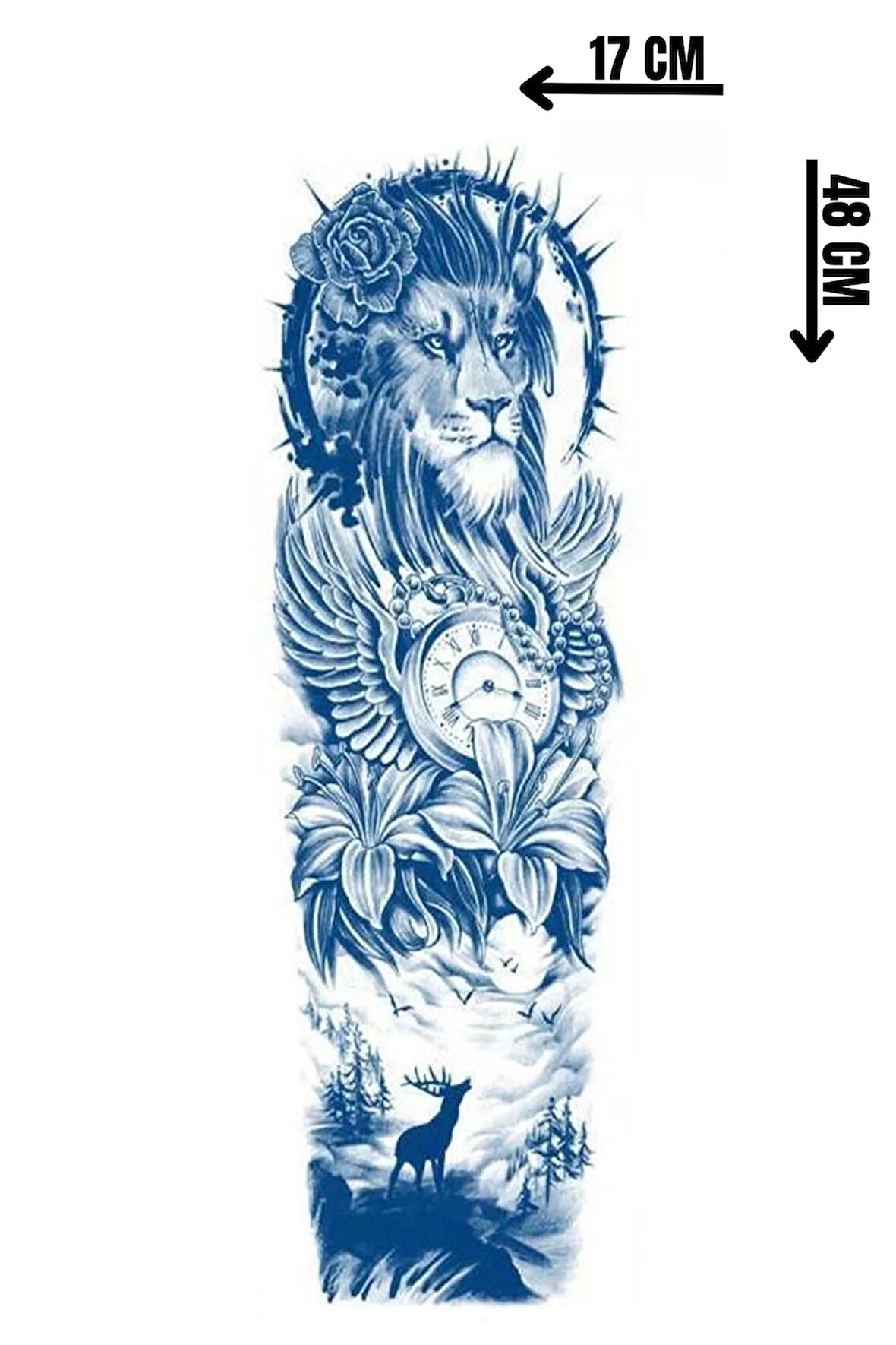 Aslan Figürlü 12 Saat Sonra Kararan Geçici Kol Dövme Tattoo