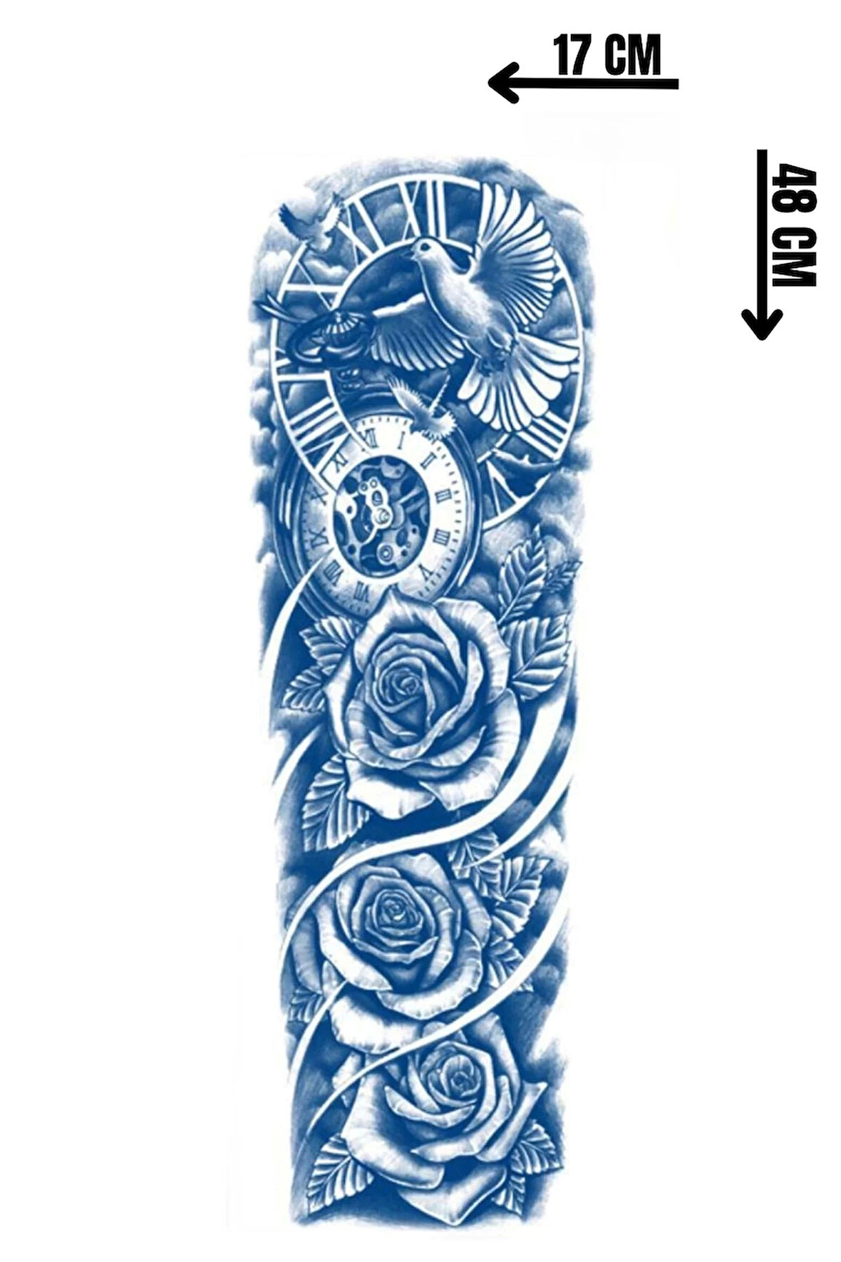 Kuş Ve Gül Figürlü 12 Saat Sonra Kararan Geçici Kol Dövme Tattoo