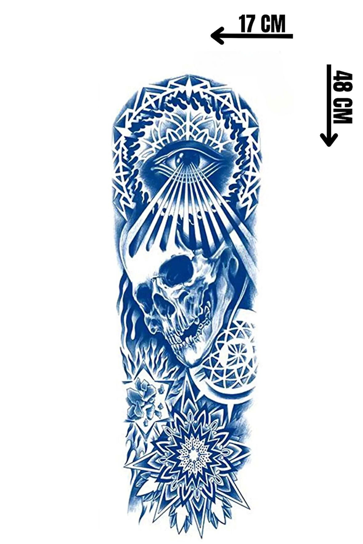 Göz Ve Kuru Kafa Figürlü 12 Saat Sonra Kararan Geçici Kol Dövme Tattoo