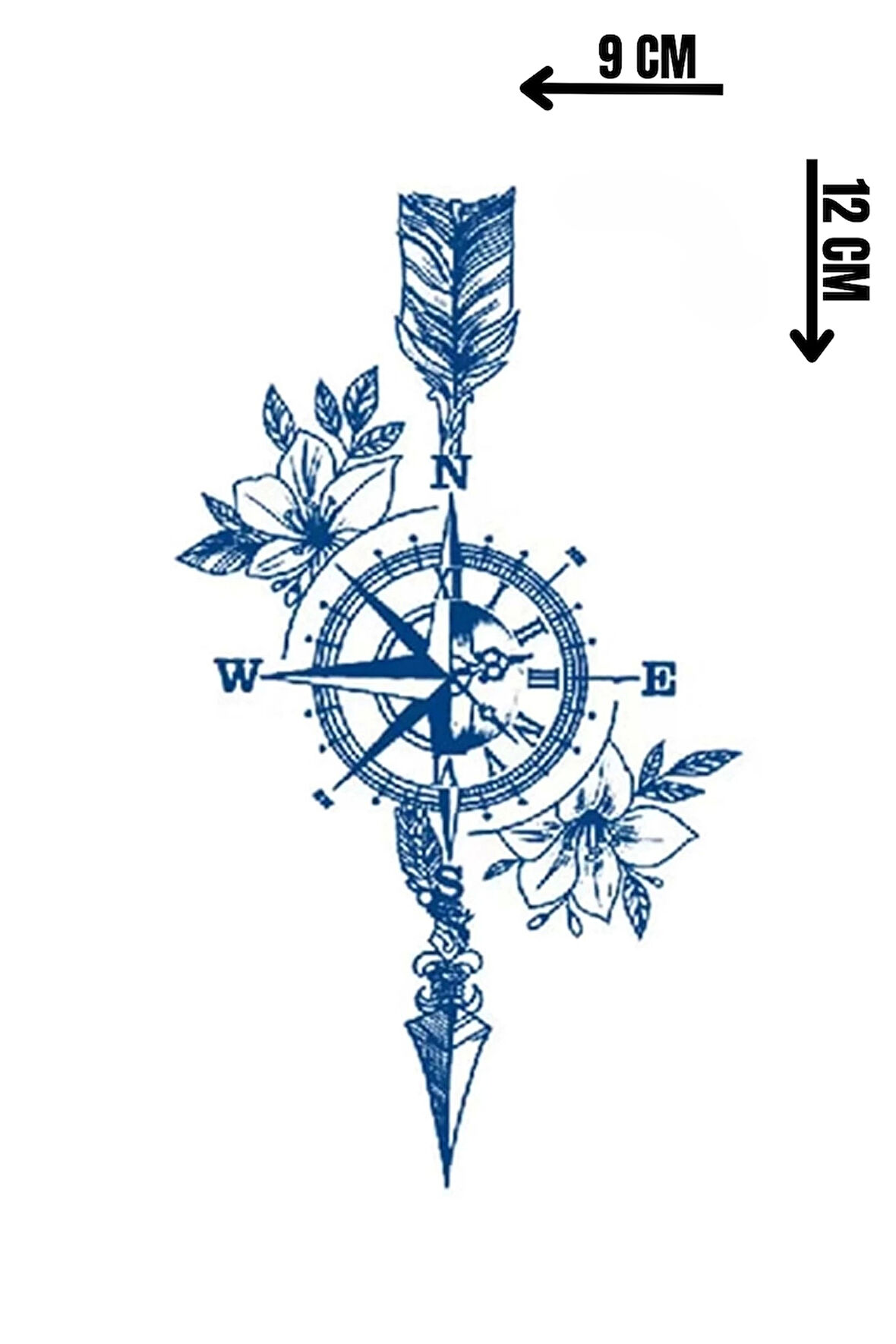 Pusula Figürlü 12 Saat Sonra Kararan Geçici Dövme Tattoo