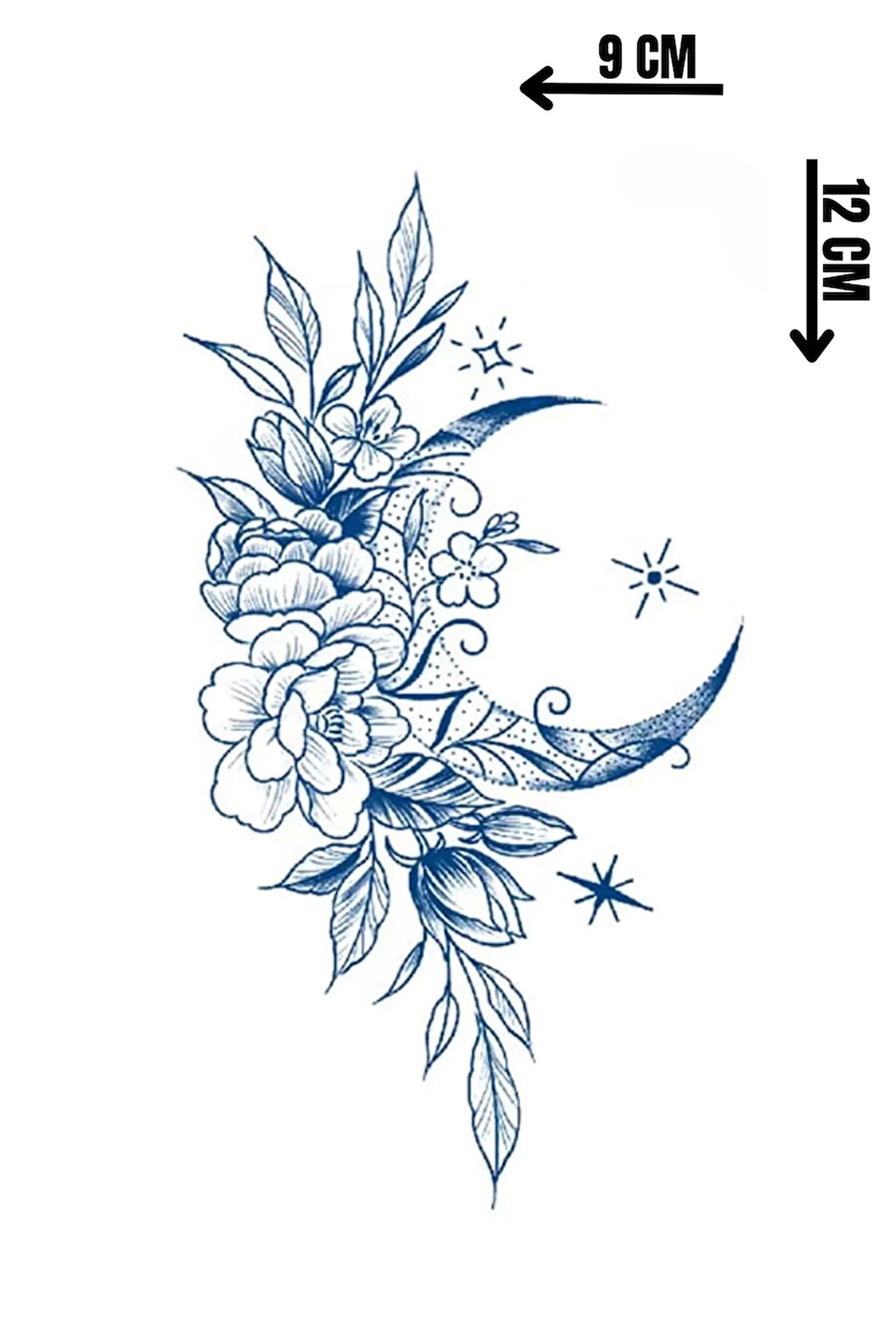 Çiçek Ve Ay Figürlü 12 Saat Sonra Kararan Geçici Dövme Tattoo