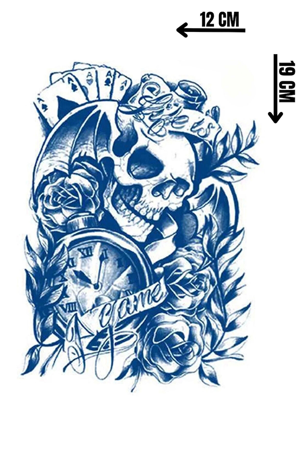 Kurukafa Figürlü 12 Saat Sonra Kararan Geçici Dövme Tattoo