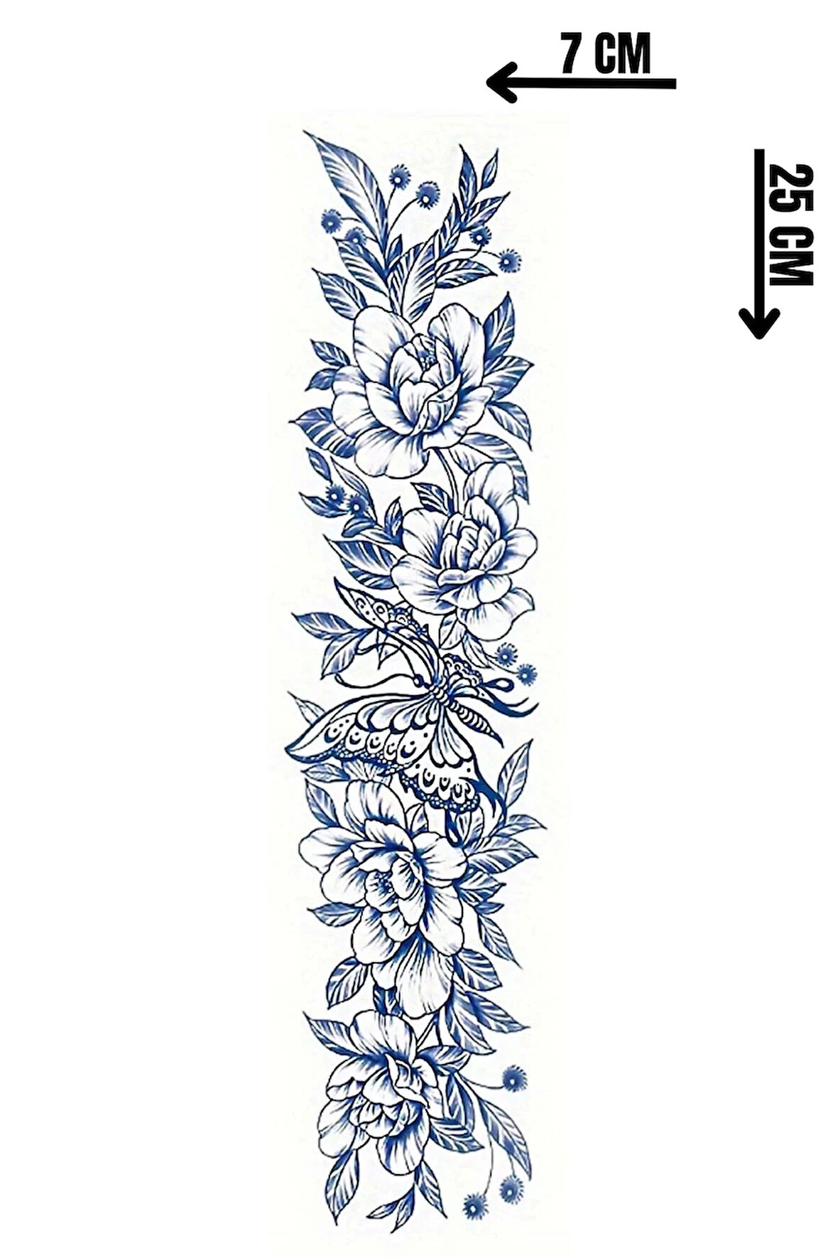 Kelebek Ve Çiçek Figürlü 12 Saat Sonra Kararan Geçici Dövme Tattoo