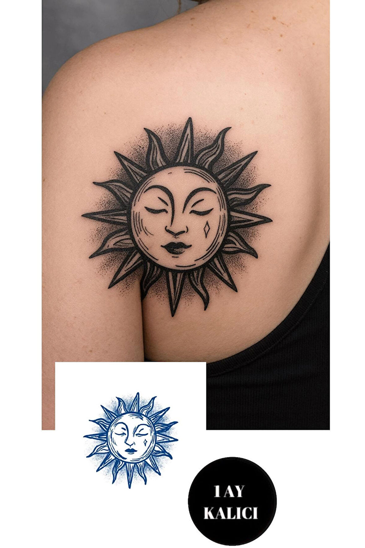 Güneş Figürlü 12 Saat Sonra Kararan Geçici Mini Dövme Tattoo