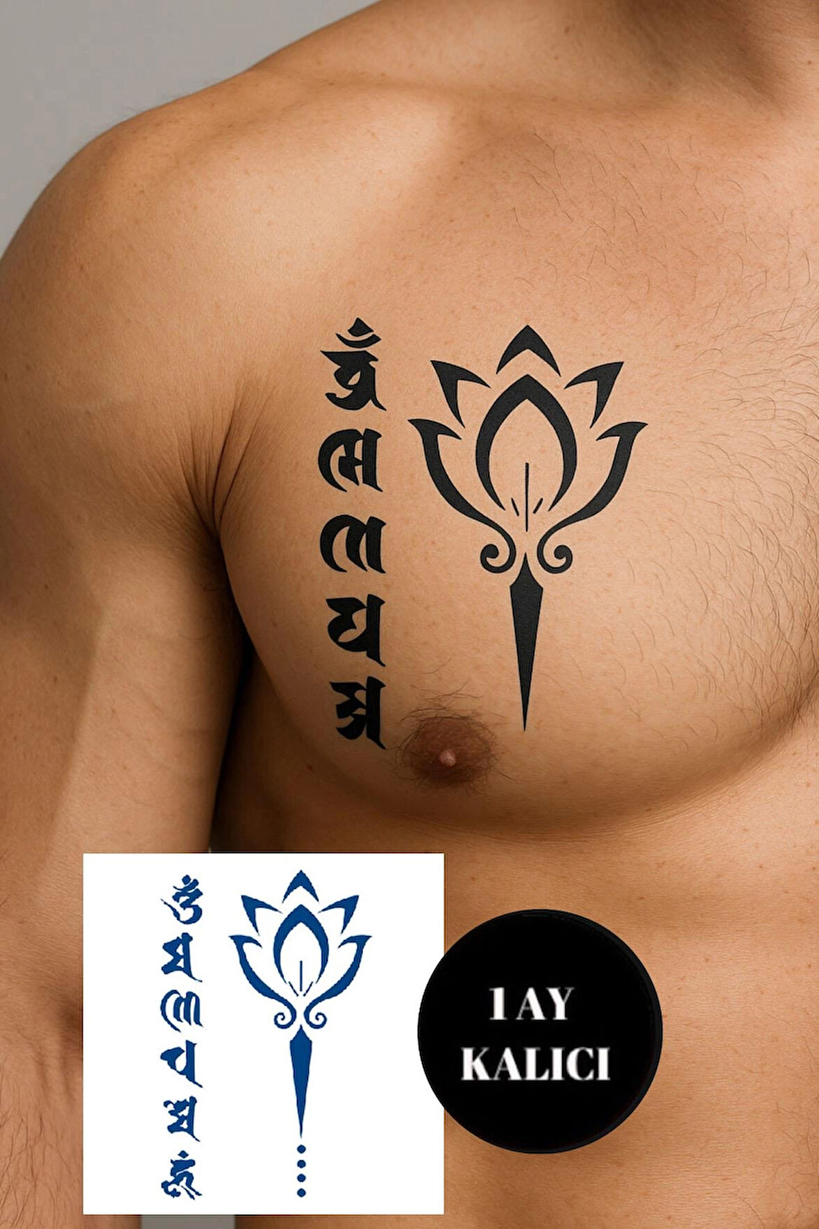 Lotus Figürlü 12 Saat Sonra Kararan Geçici Mini Dövme Tattoo