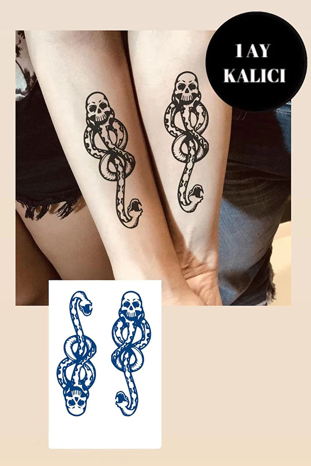 Yılan Figürlü 12 Saat Sonra Kararan Geçici Mini Dövme Tattoo