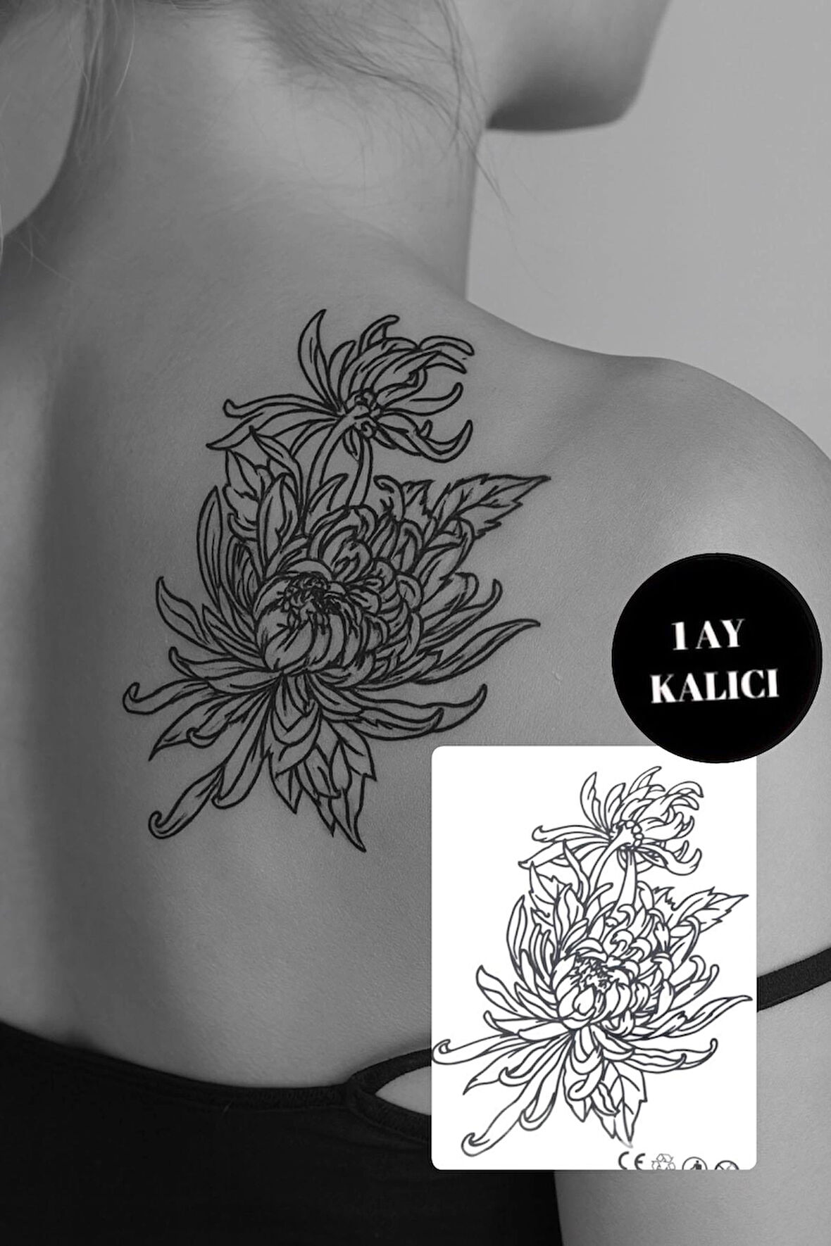 Lotus Çiçeği Figürlü 12 Saat Sonra Kararan Geçici Mini Dövme Tattoo