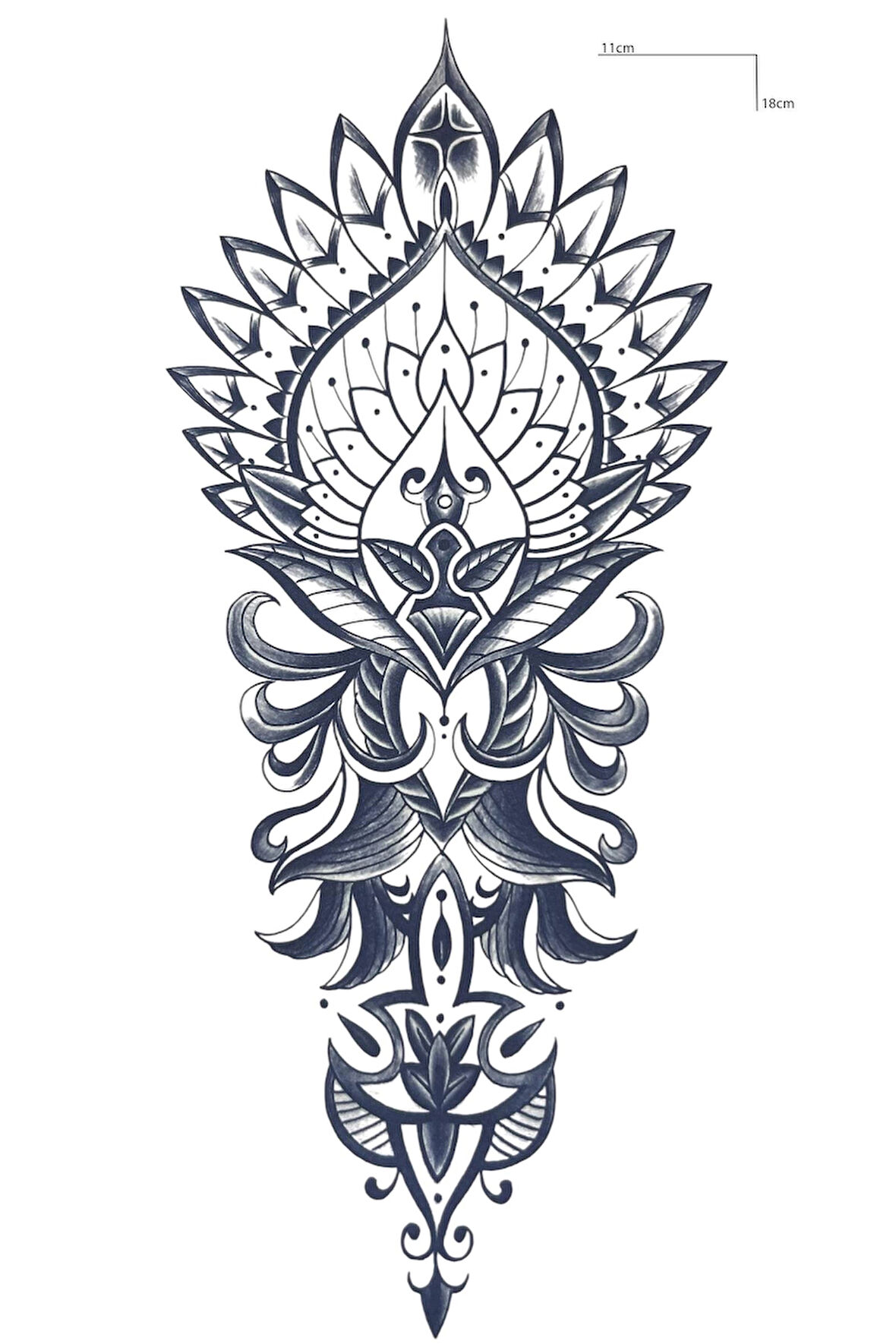 Çiçek Figürlü 12 Saat Sonra Kararan Geçici Orta Dövme Tattoo