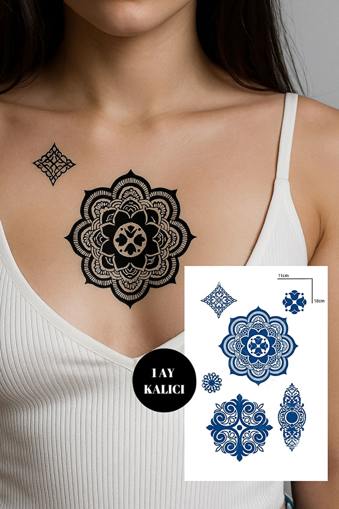 Trabel Figürlü 12 Saat Sonra Kararan Geçici Orta Dövme Tattoo