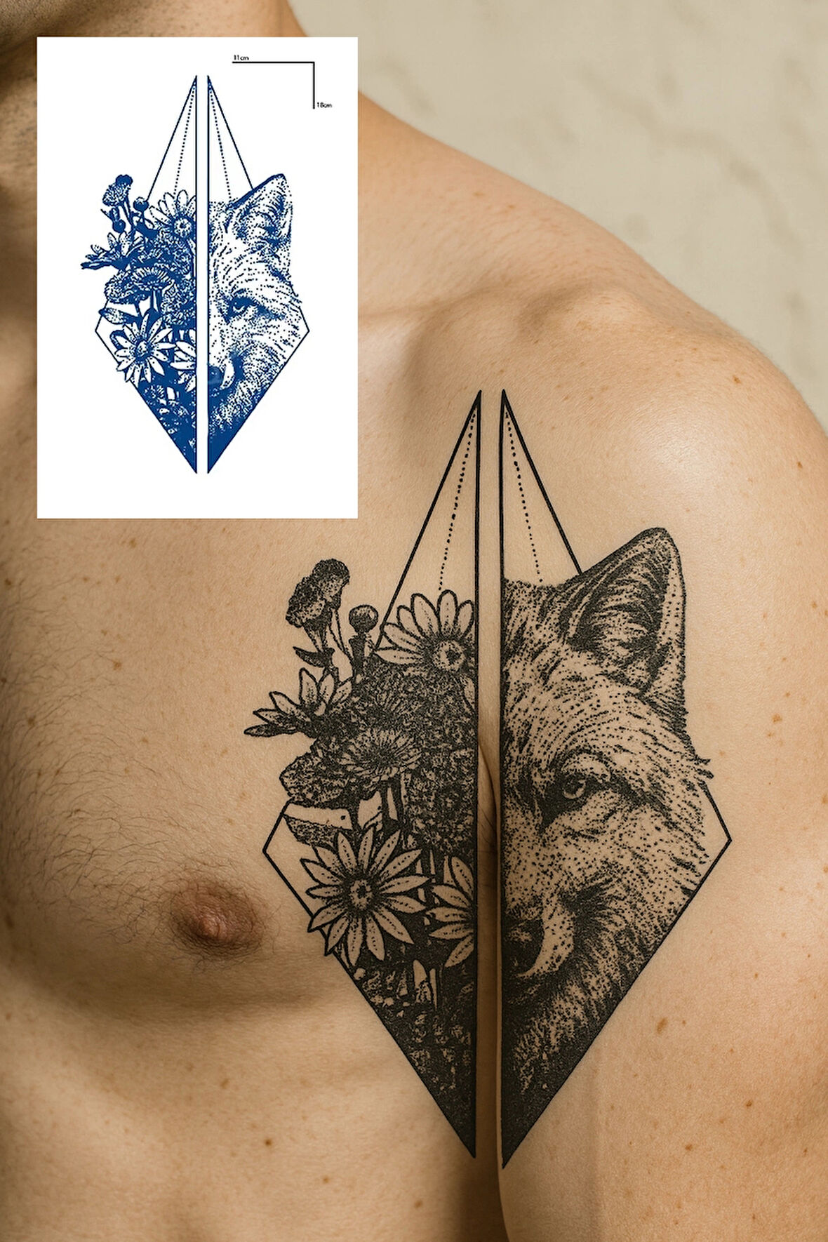 Kurt Figürlü 12 Saat Sonra Kararan Geçici Orta Dövme Tattoo