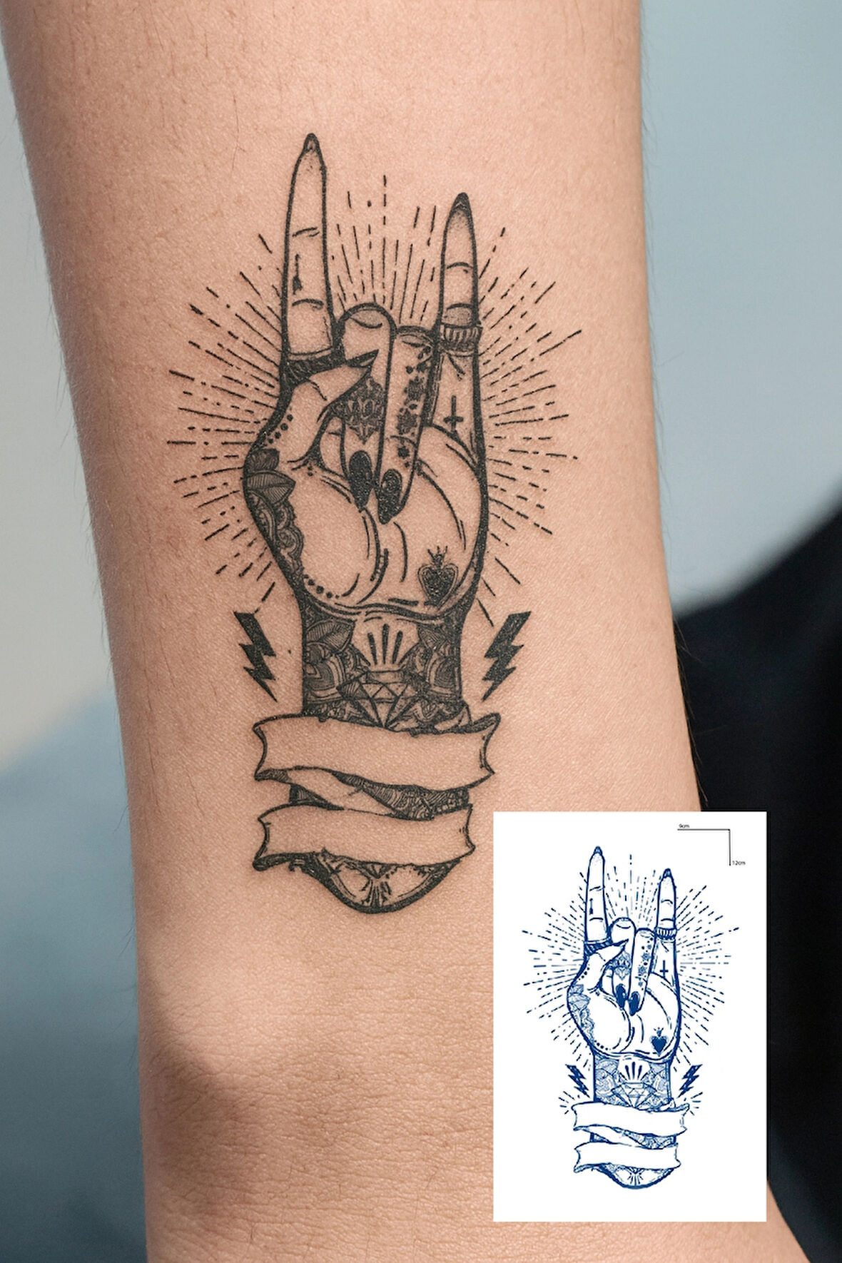 El Figürlü 12 Saat Sonra Kararan Geçici Dövme Tattoo