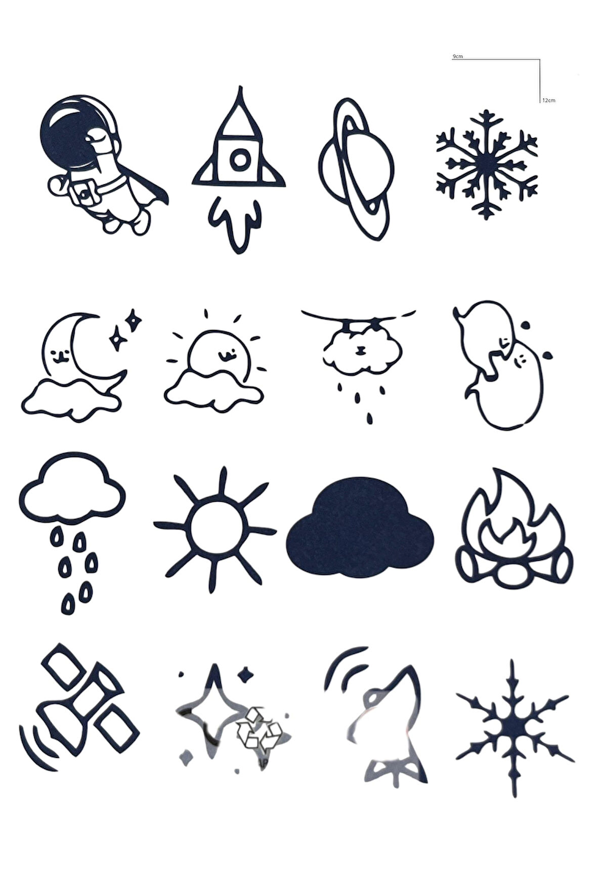 Karışık Figürlü 12 Saat Sonra Kararan Geçici Dövme Tattoo