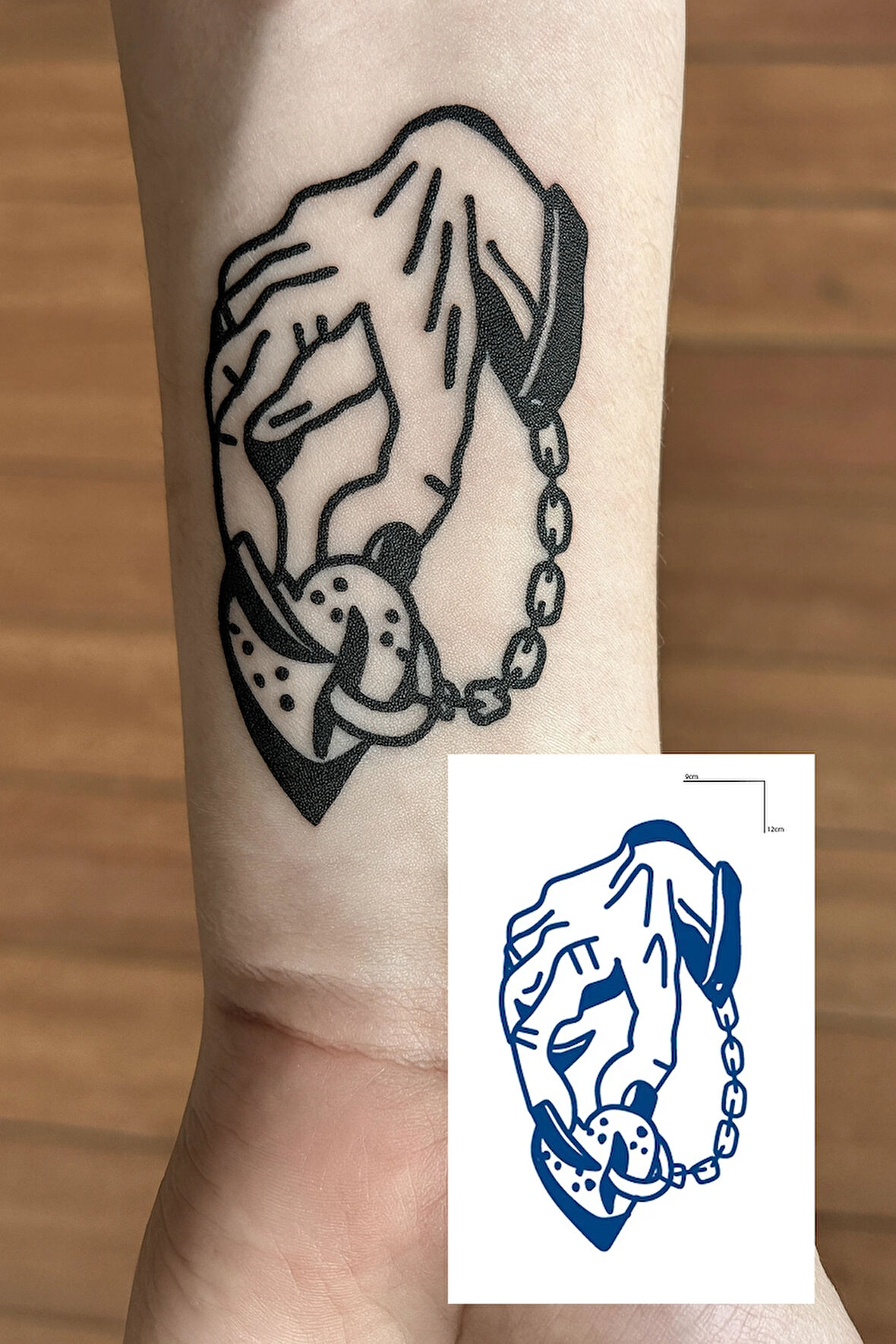 El Ve Kilit Figürlü 12 Saat Sonra Kararan Geçici Dövme Tattoo