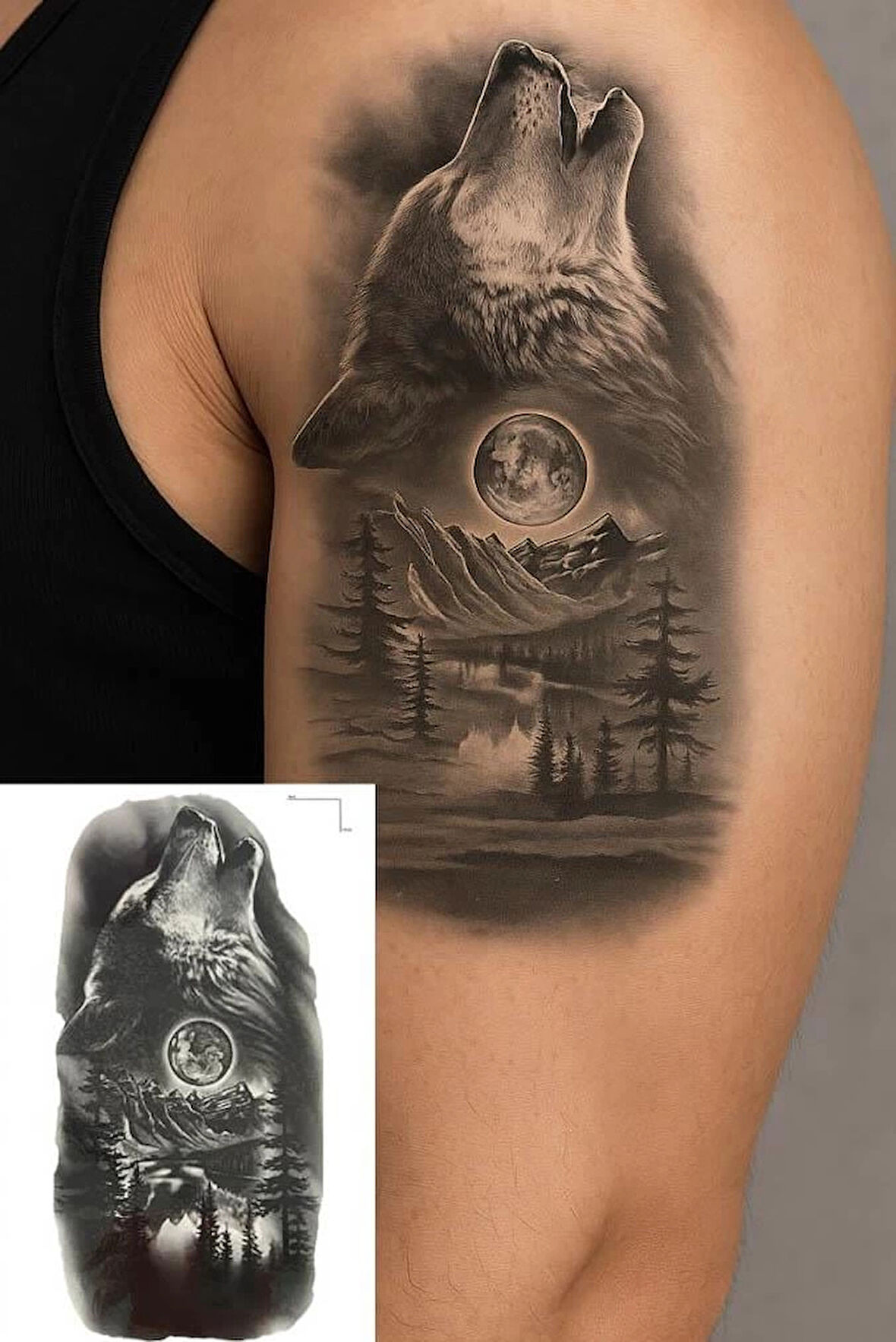 Geçici Kurt Figürlü Dövme Tattoo