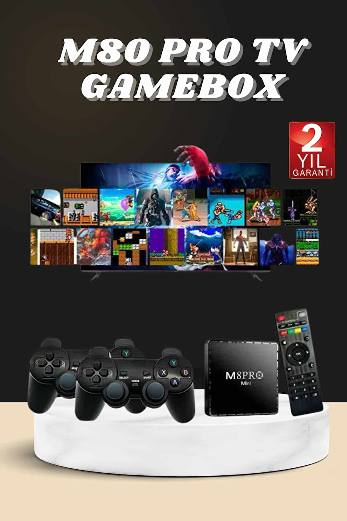 Android Tv Box 2.4g 10k Ultra Hd 2gb Ram 64gb Hafıza 10000 Retro Oyunlu Konsol Game Stick M8 Pro