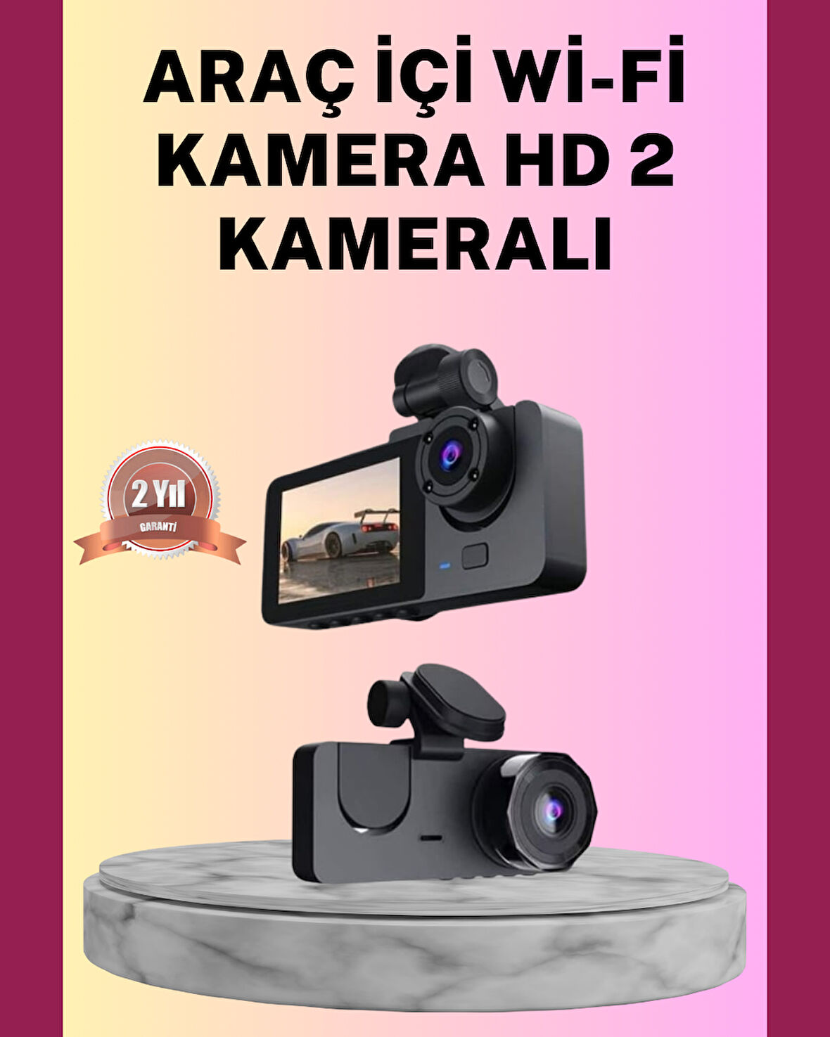 Yol Kayıt Araç Kamerası HD DVR 3 Kameralı 2.0in Ekranlı Ön İç Arka