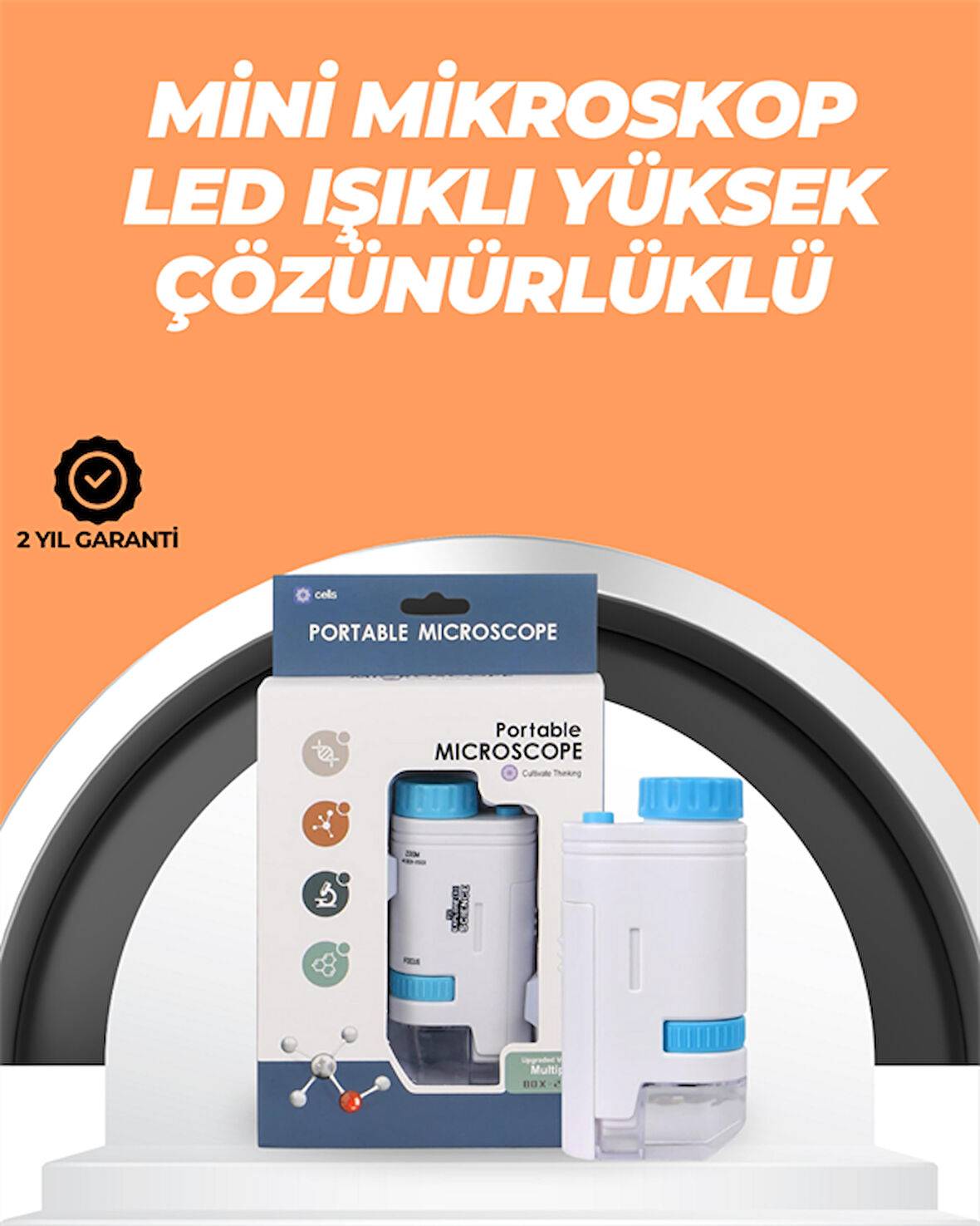 Portatif El Mikroskop – LED Işıklı, Aynı Anda Net Odaklama