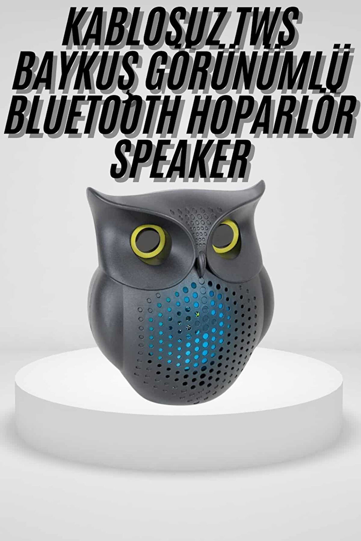 Siyah Bluetooth Hoporlör Baykuş Speaker Bluetooth 5.0 Bağlantılı