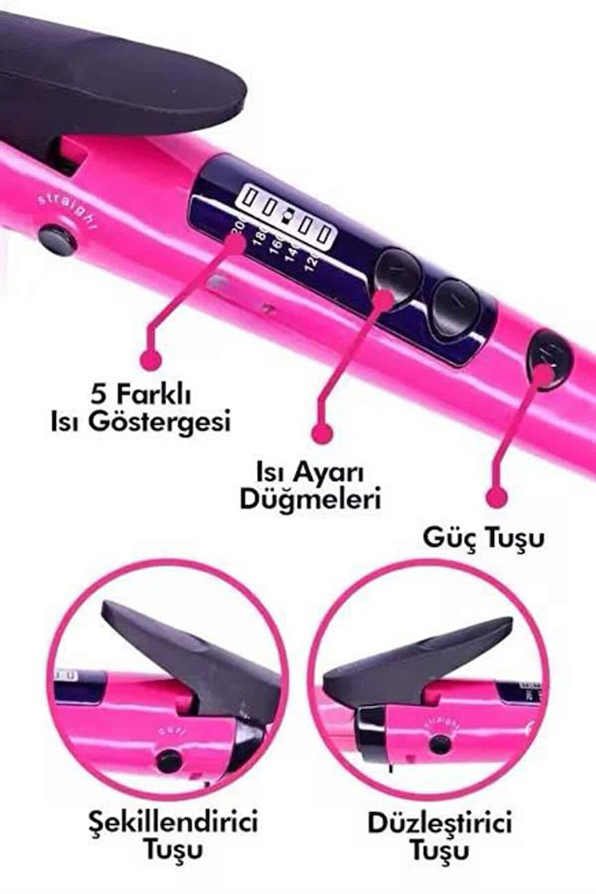 Saç Düzleştirici Şekillendirici Saç Maşası İkili Şekillendirici Isı Ayarlı