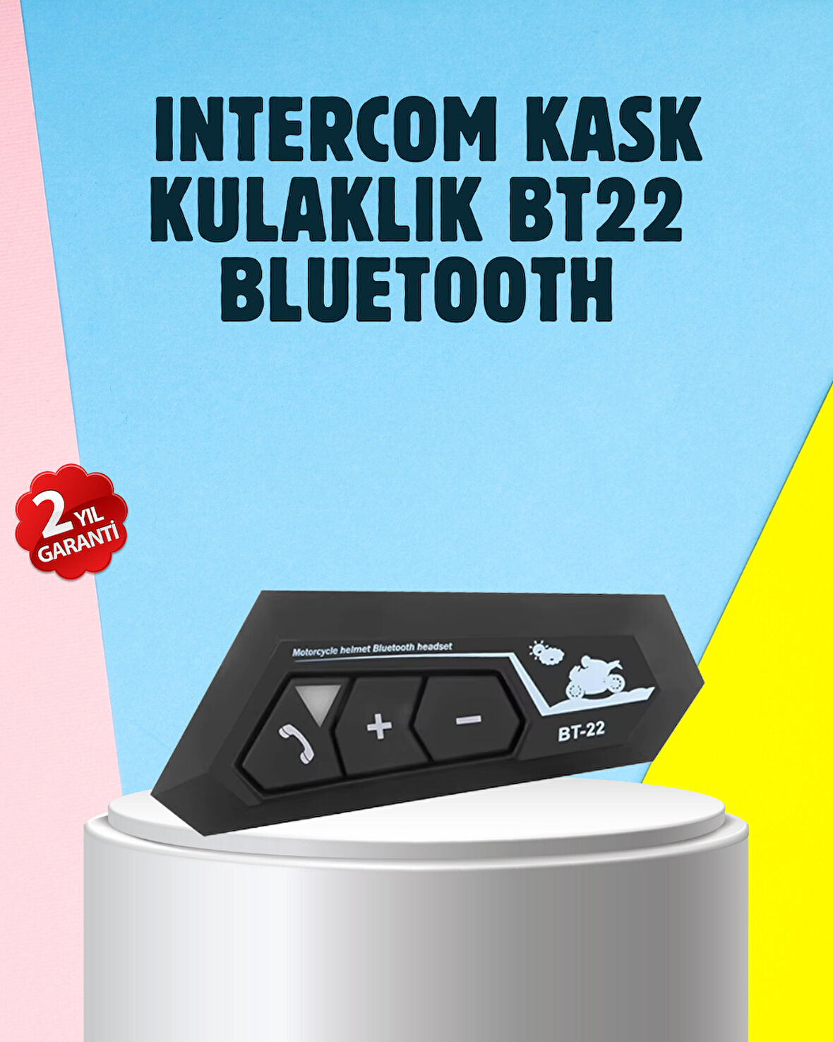 BT22 Motosiklet Kask İçi Bluetooth Kulaklık İnterkom Destekli