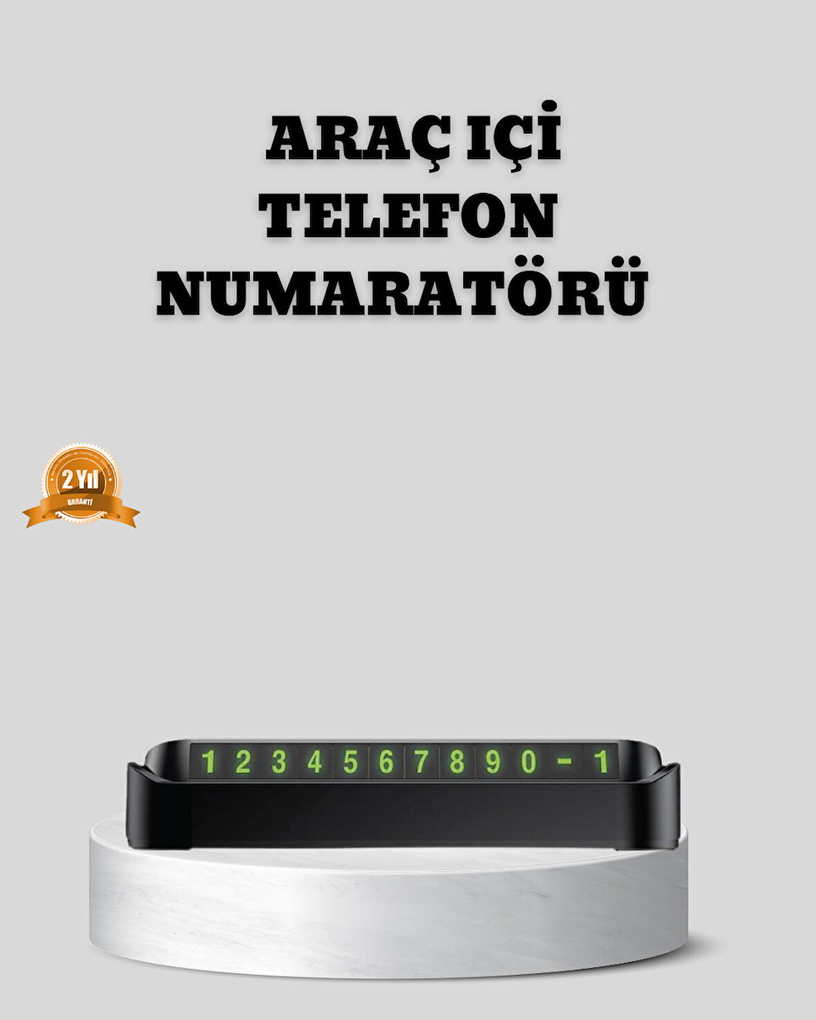 Çevirmeli Araç İçi Park Numaratörü – Alüminyum Gri, Kolay Montaj ve Net Görünüm