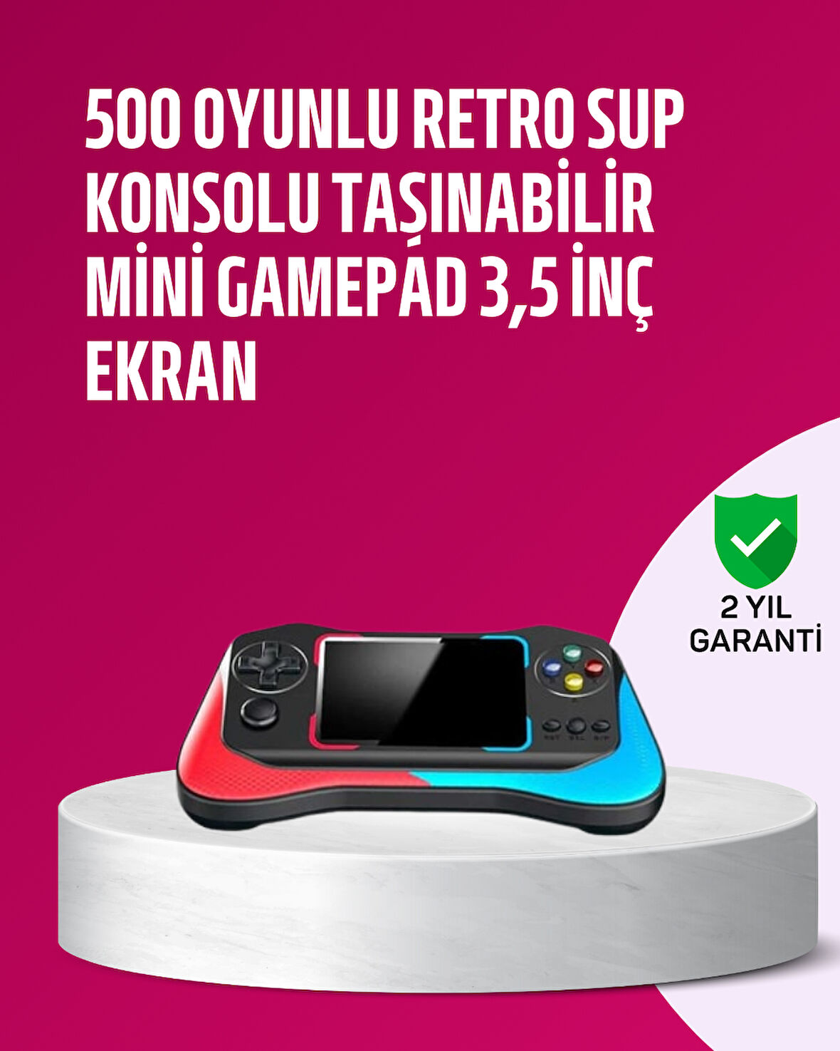 500 Oyunlu 3,5” Elde Taşınabilir Mini Oyun Konsolu – Şarjlı, TV Bağlantılı