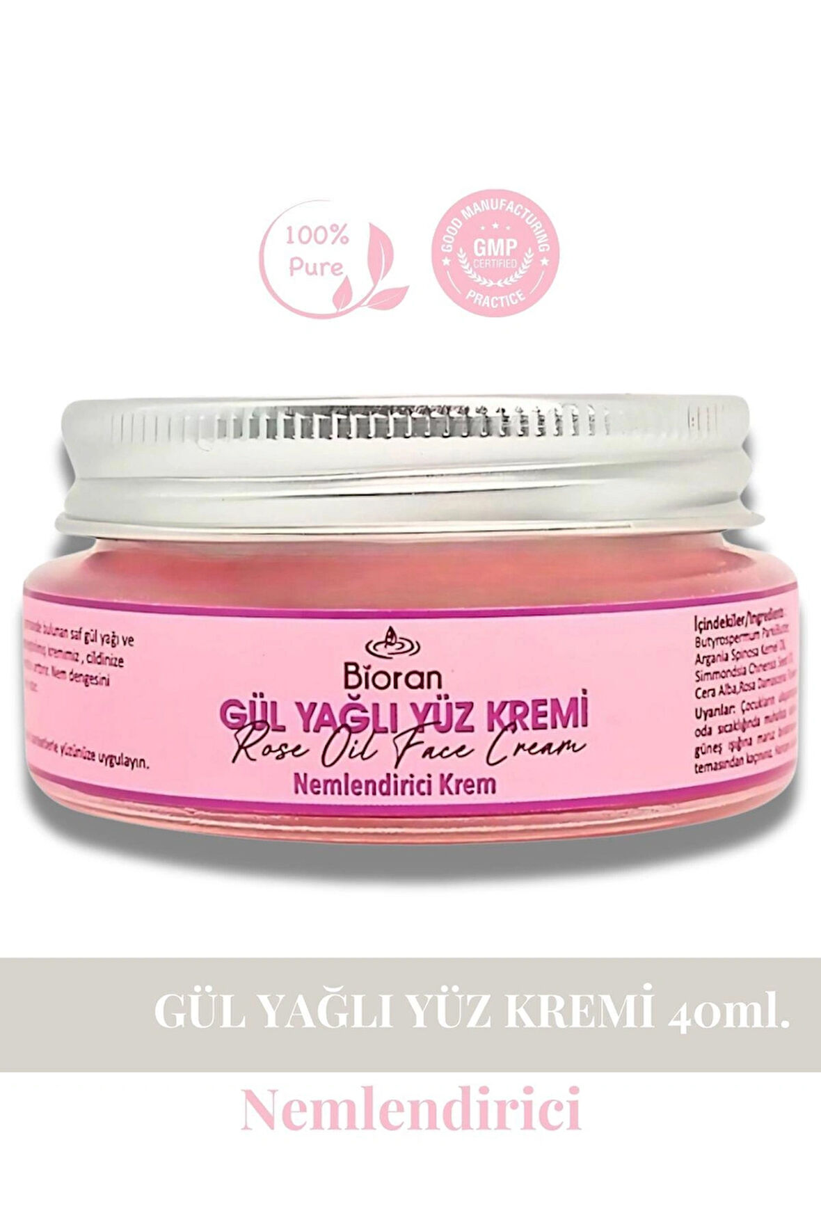 Gül Yağlı Yüz Kremi - Nemlendirici & Canlandırıcı | Doğal ve Saf İçeriklerle Cilt Bakımı