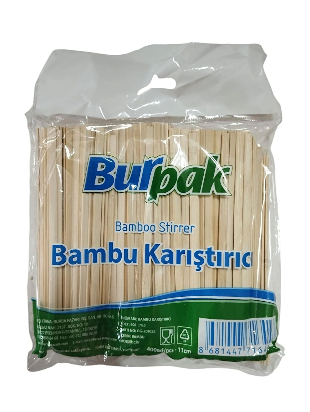  Bambu Çay Karıştırıcısı Poşetli 11cm 400lü