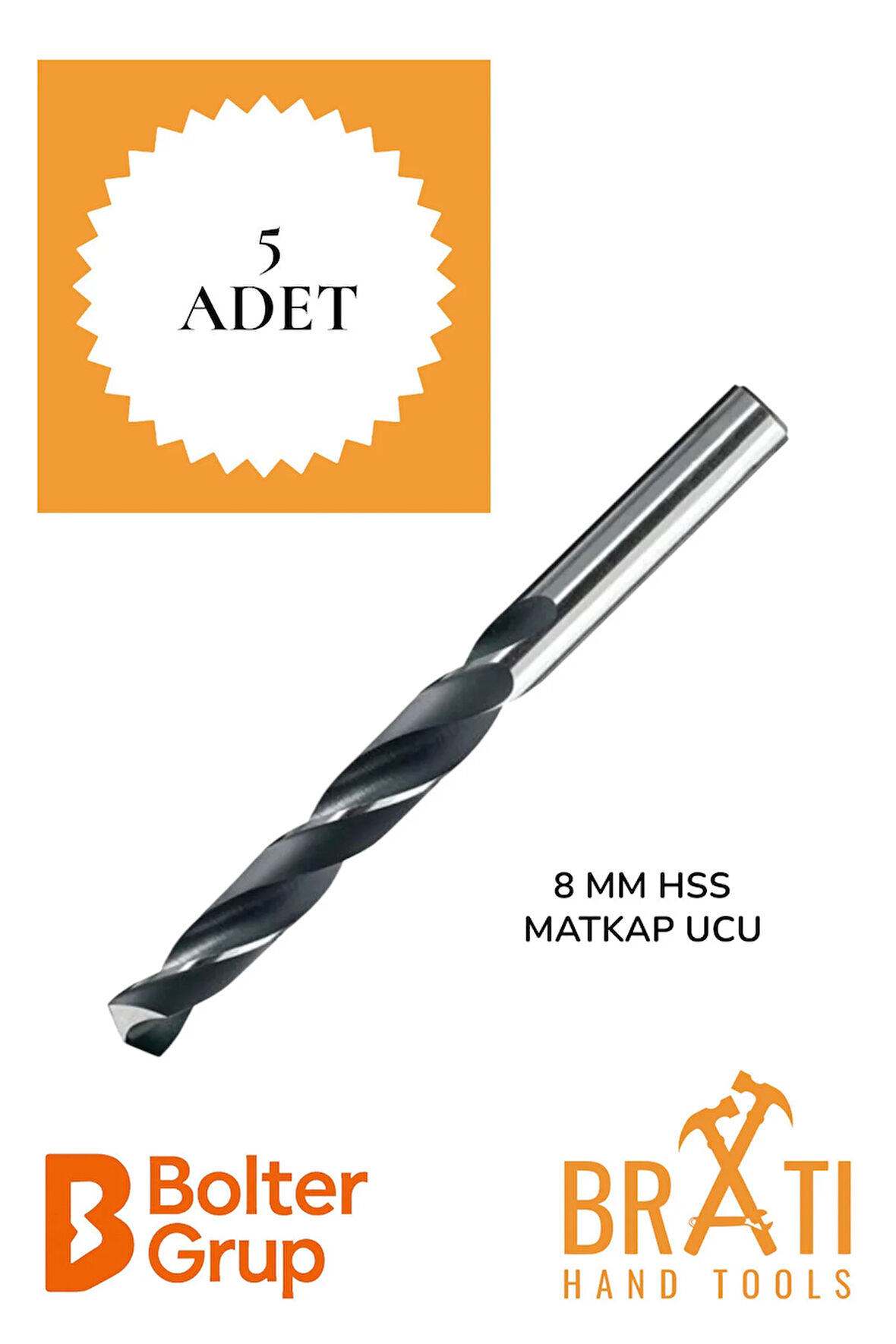 8 Mm Hss Matkap Ucu 5'li Paket Metal Alüminyum Ahşap Plastik Çelik Delme Uç Delik Açma Uçları