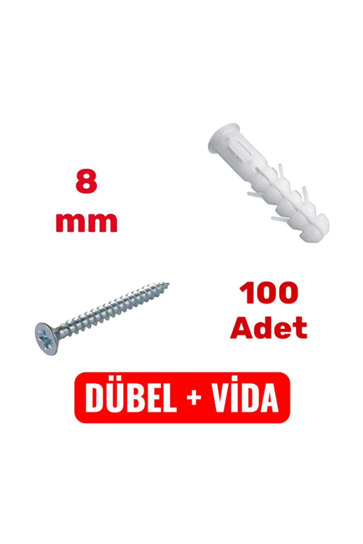 5X40 Sunta Vidası ve M8 Dübel Seti 200'lü