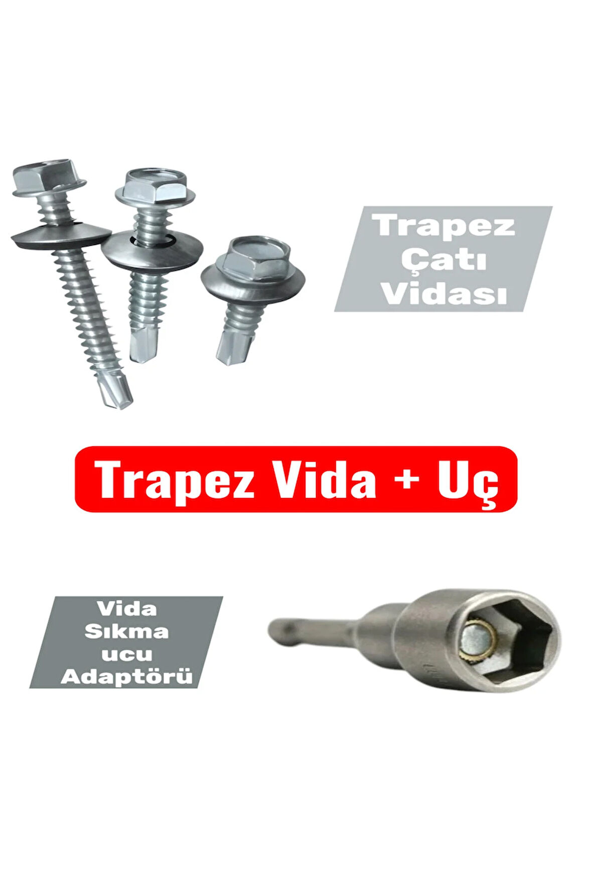 Trapez Çatı Vidası (6,3X60MM - 50'Lİ PAKET) M10 Vida Sıkma Ucu (1 ADET)