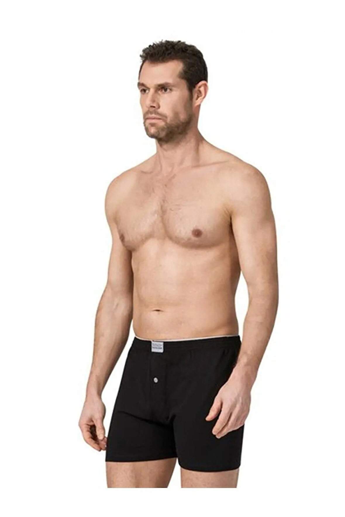 1 Adet Gri Renk Düğmeli Penye Boxer