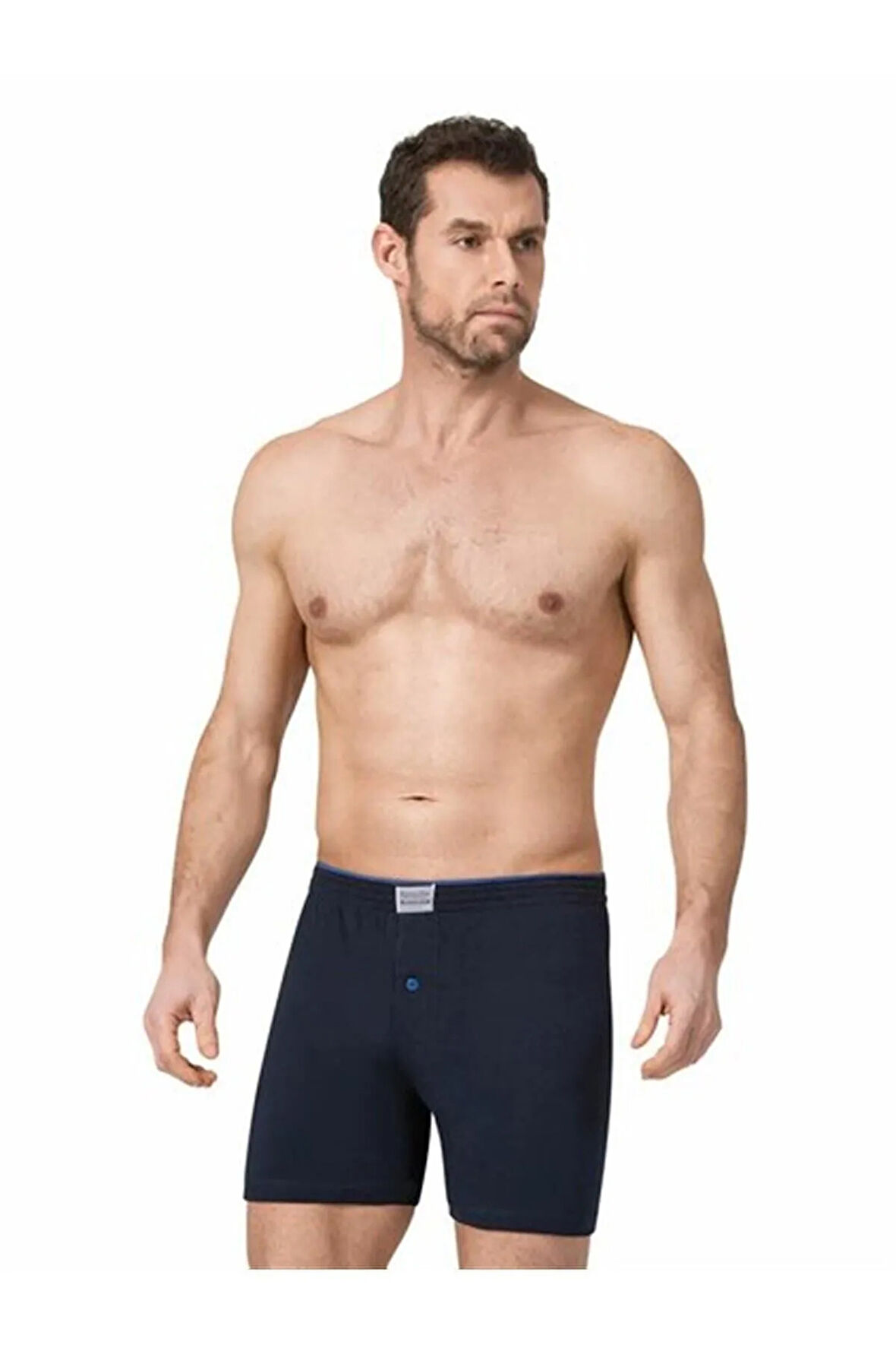 1 Adet Gri Renk Düğmeli Penye Boxer