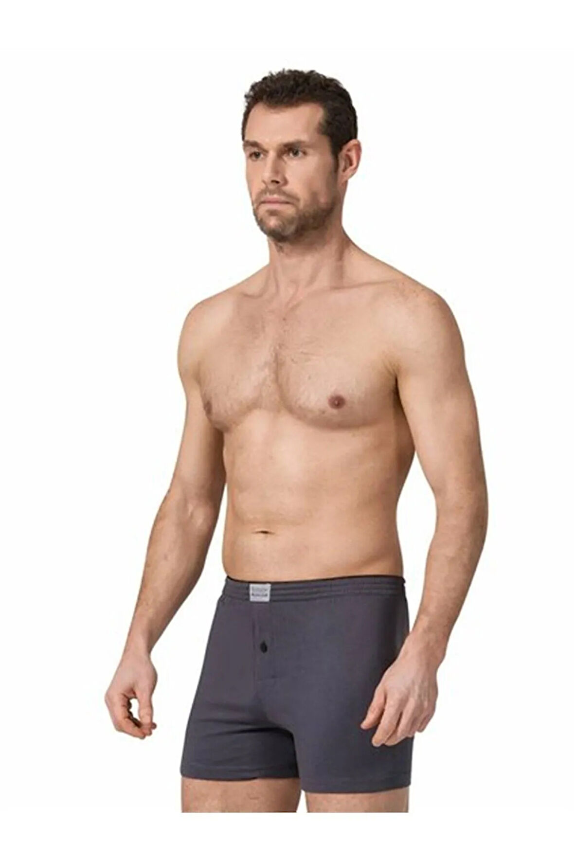 2 Adet Siyah Renk Düğmeli Penye Boxer