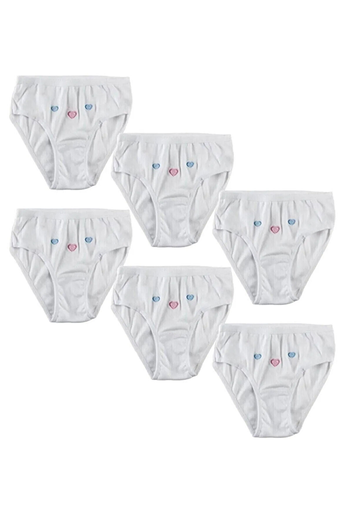 12 Adet Beyaz Renk Işlemeli Çocuk Bato Külot