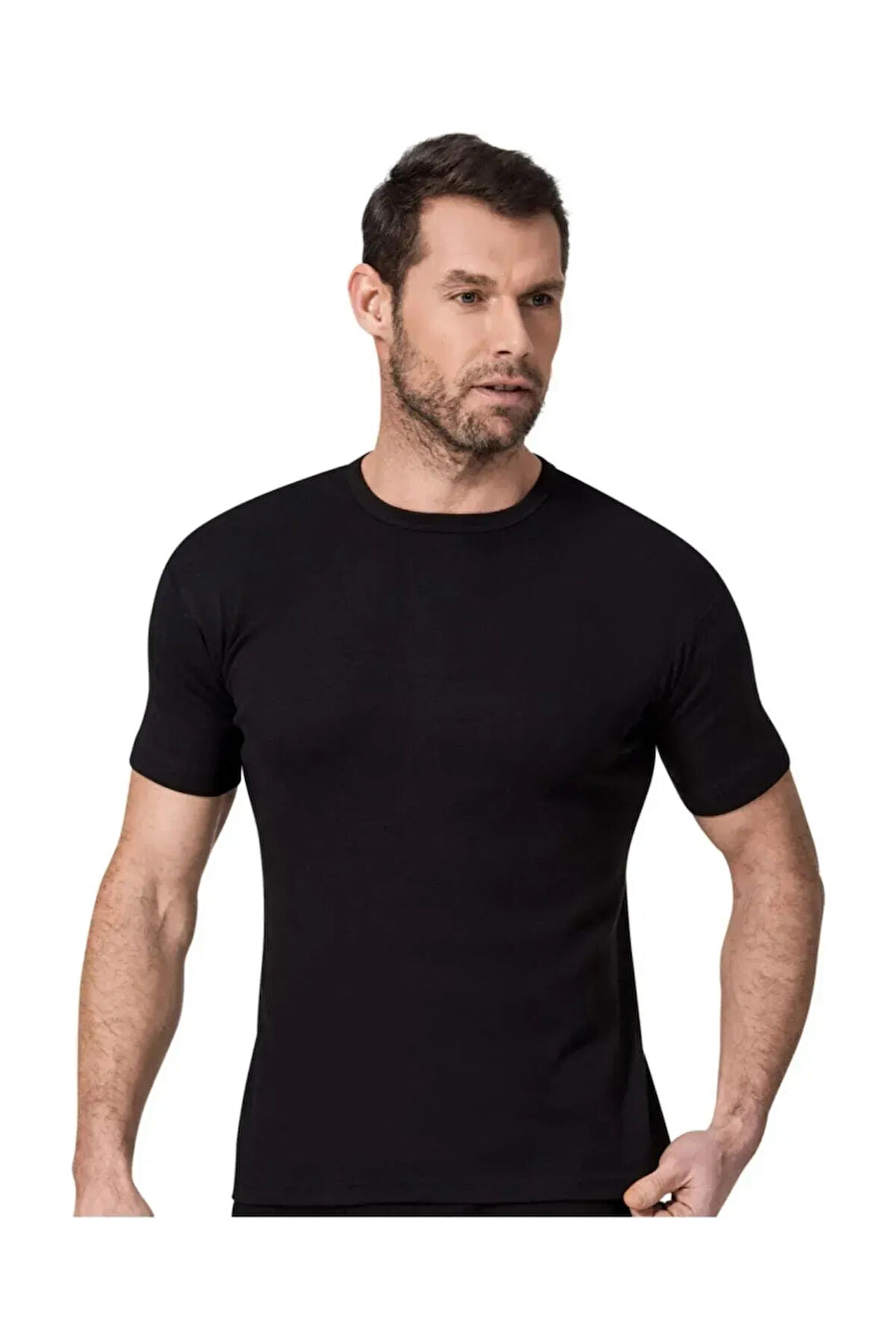 Erkek Ribana Pamuklu Yarım Kol İnce Biyeli 0 Yaka Fanila 5 Adet