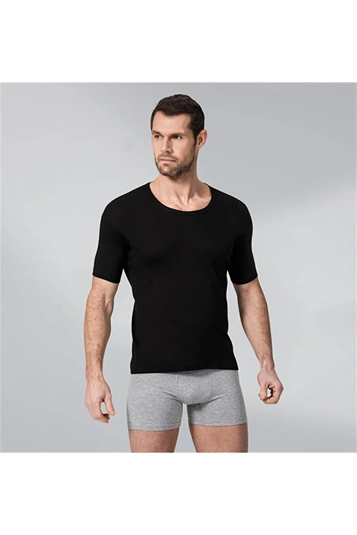 Beyaz Renk Ribana Bisiklet Yaka Fanila