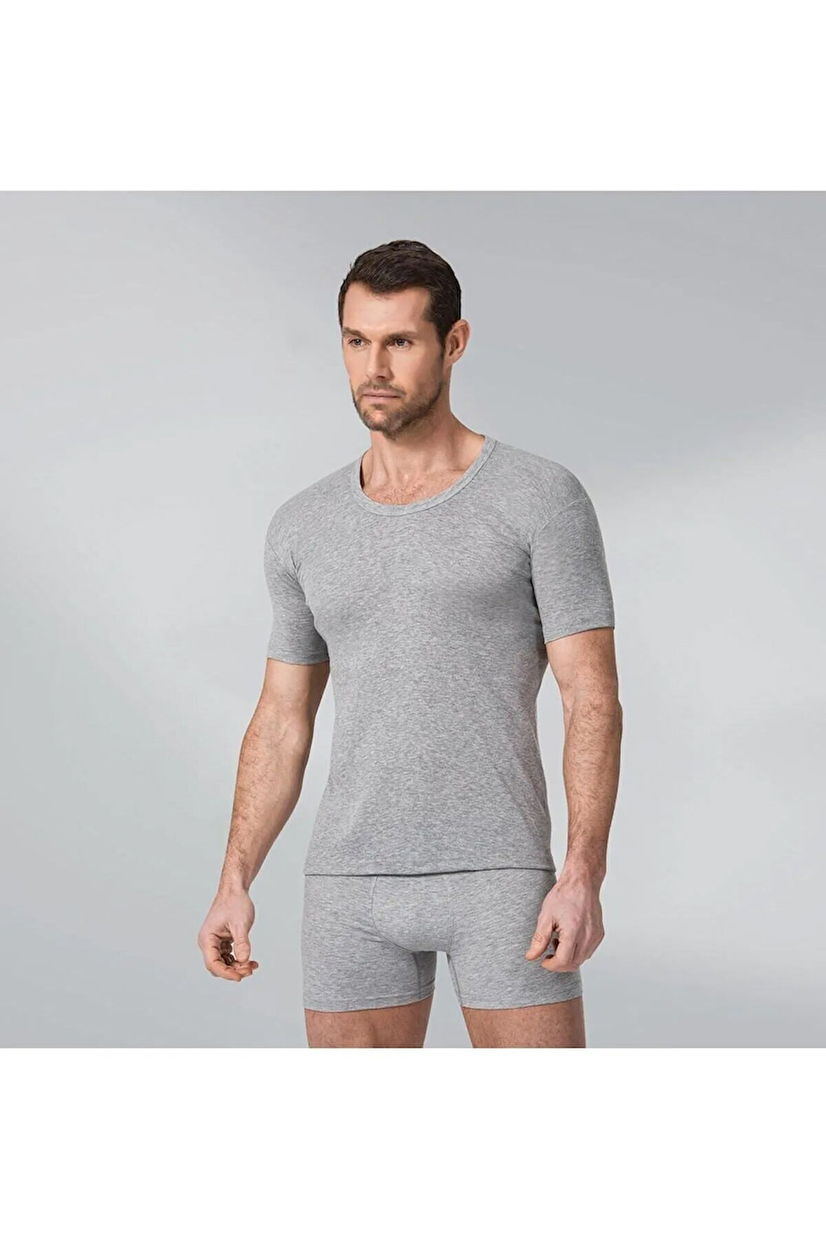 Beyaz Renk Ribana Bisiklet Yaka Fanila